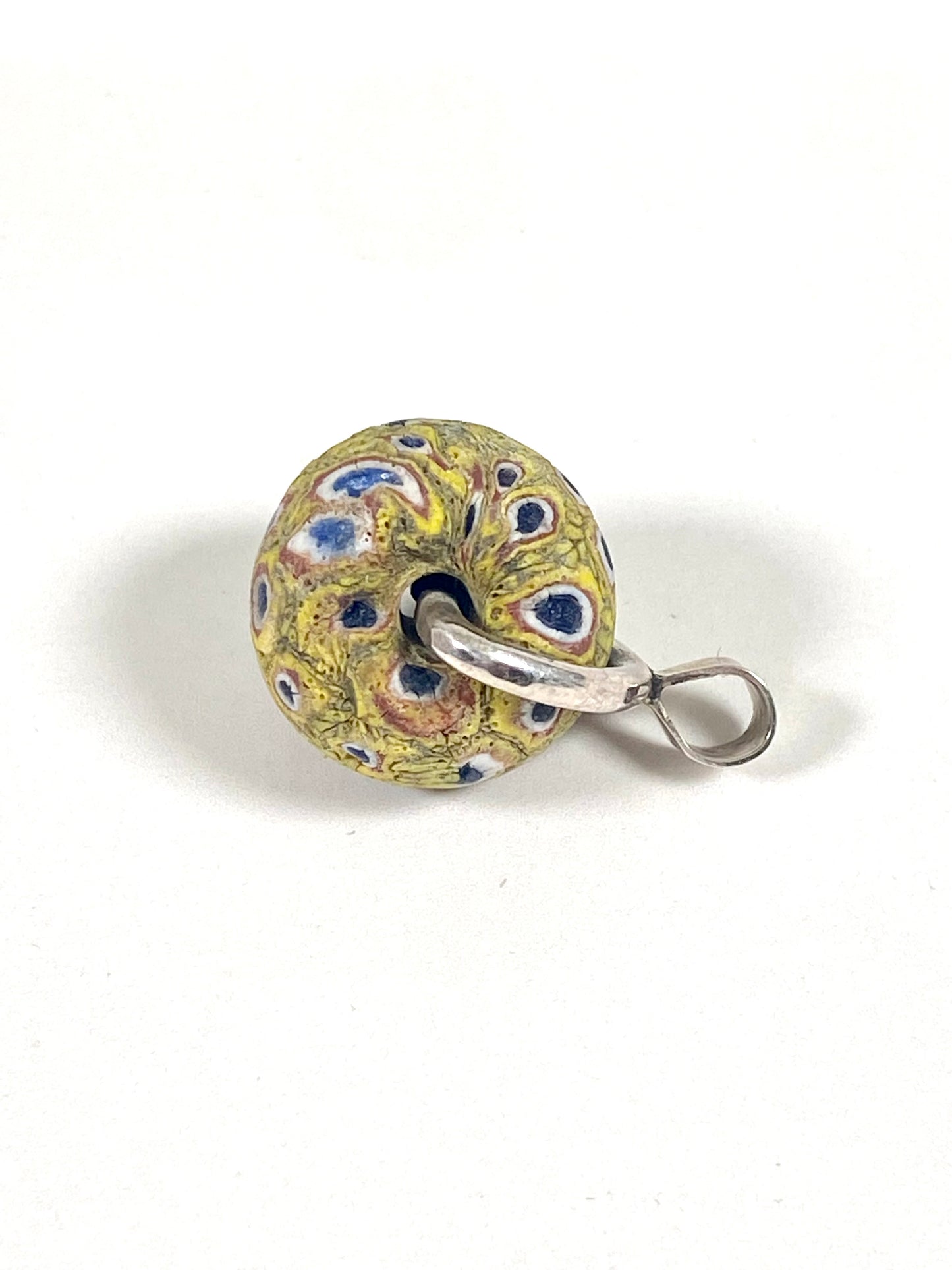 Ancient Millefiori Glass Trade Bead, Javanese Jatim Stratified Eye Bead, Swivel Fob Pendant