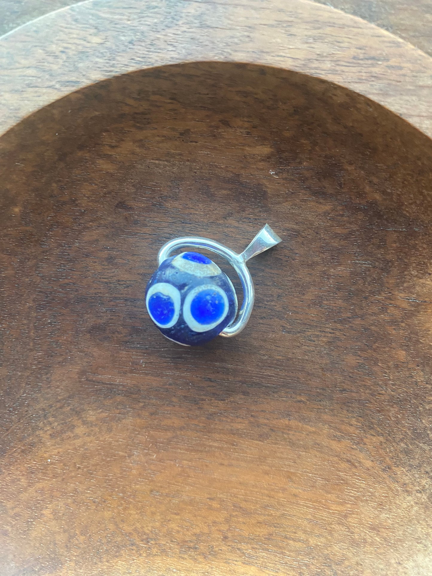 Cuentas de vidrio cobalto Millefiori antiguas, cuentas de ojo estratificado, colgante giratorio