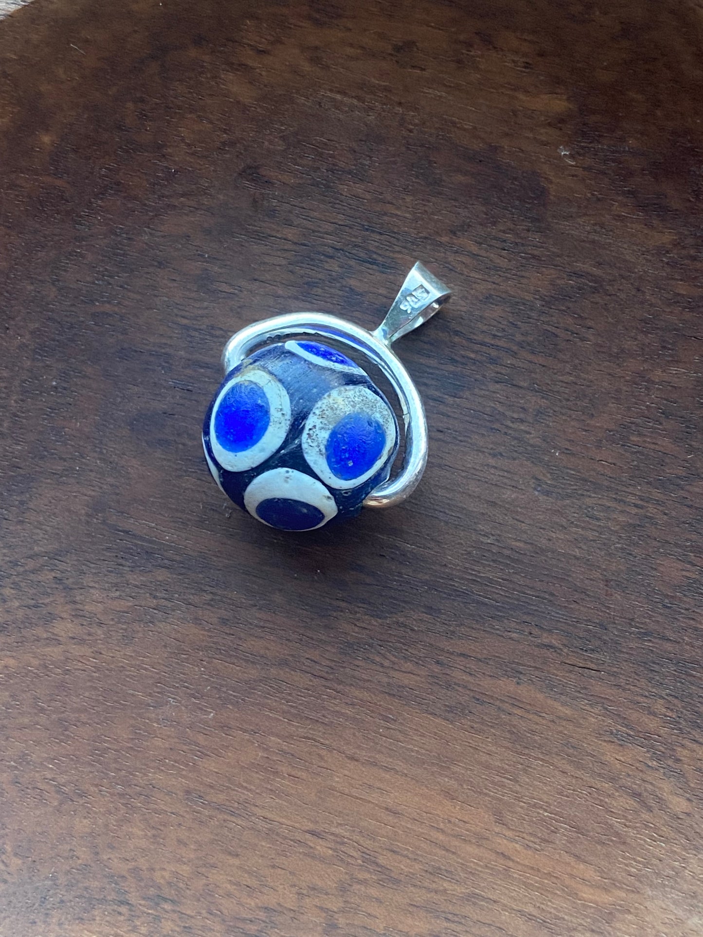 Cuentas de vidrio cobalto Millefiori antiguas, cuentas de ojo estratificado, colgante giratorio