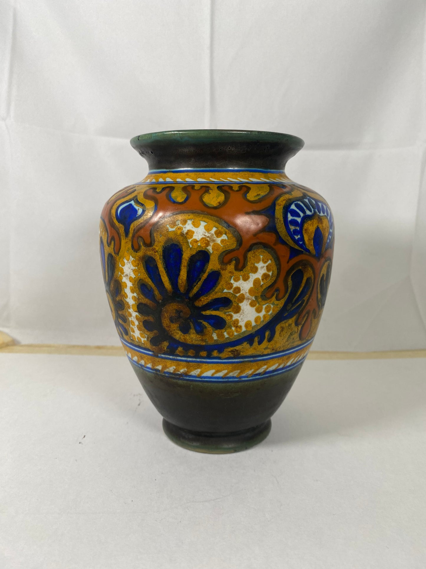 Antique Gouda Dutch Art Deco Pottery PZH Vase, Rhodian Pattern c.1920s