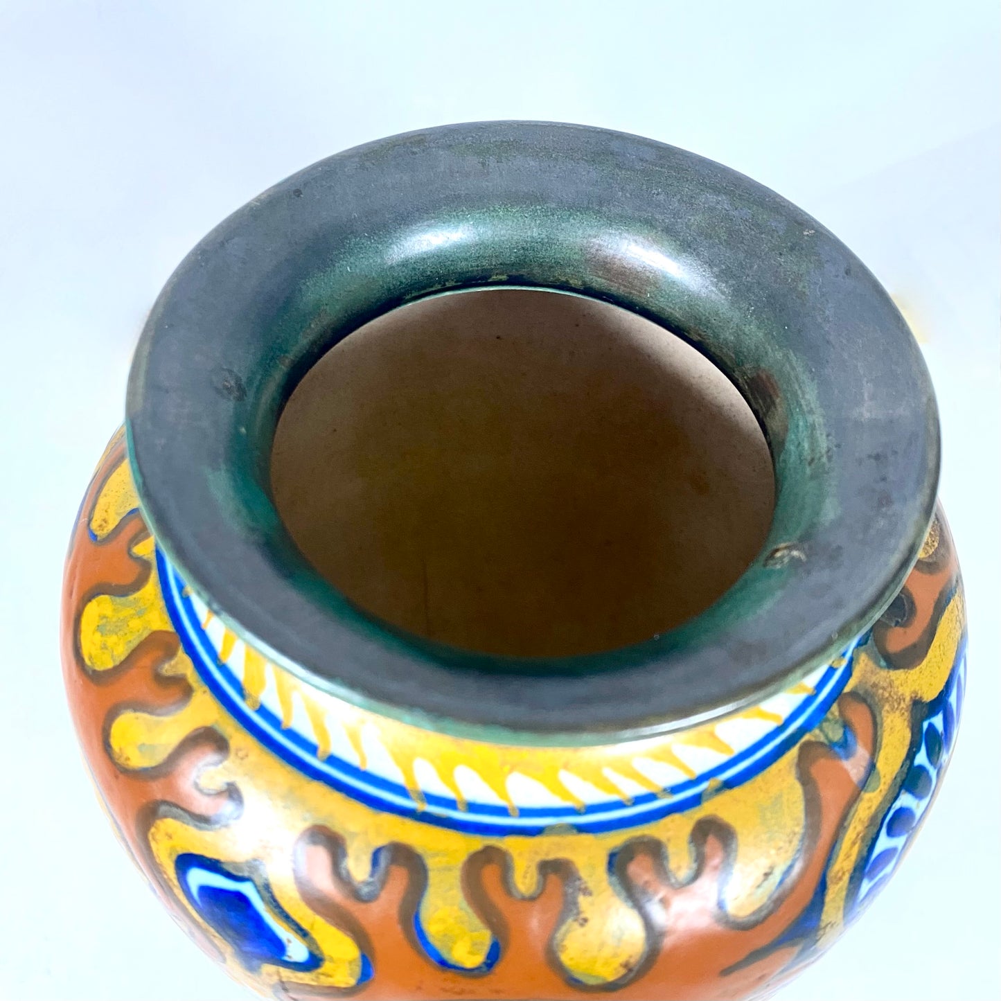 Antique Gouda Dutch Art Deco Pottery PZH Vase, Rhodian Pattern c.1920s