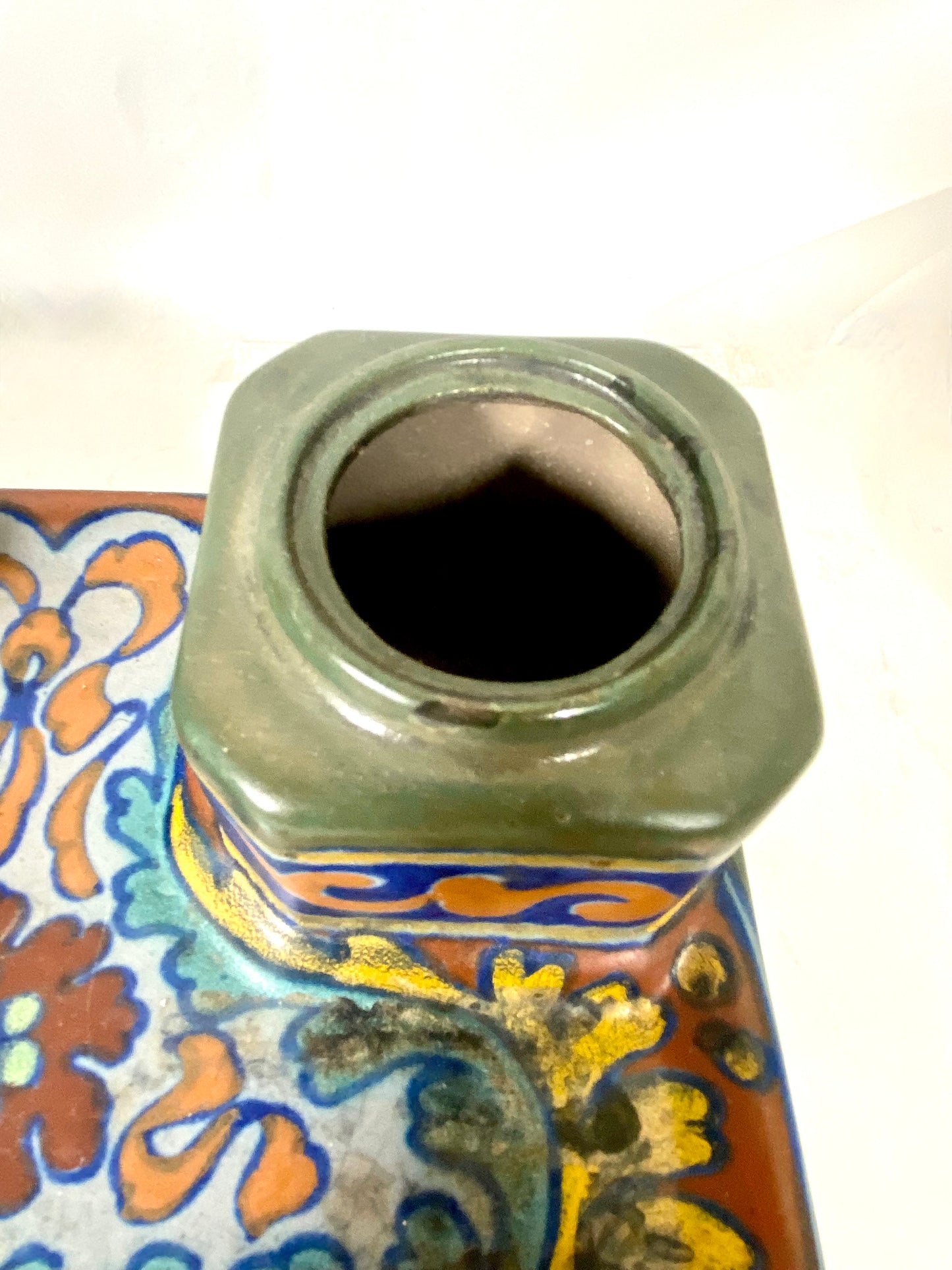 Gouda Dutch Art Pottery inkwell desk set circa 1920s, RARE