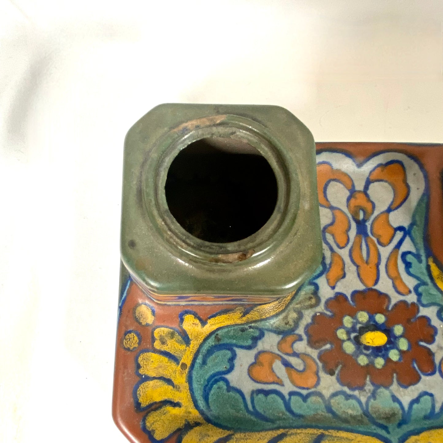 Gouda Dutch Art Pottery inkwell desk set circa 1920s, RARE