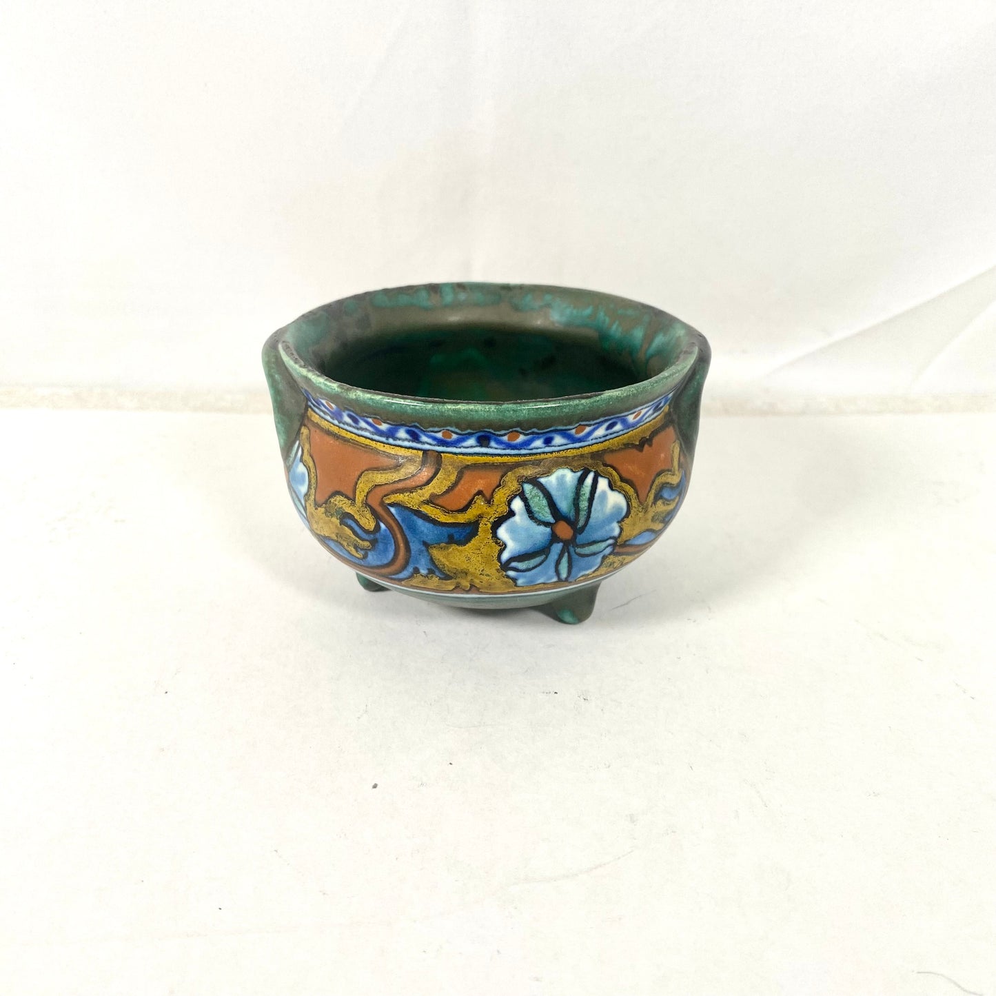 Gouda Dutch Art Pottery small cache pot / trinket bowl, Art Deco circa 1922-1942
