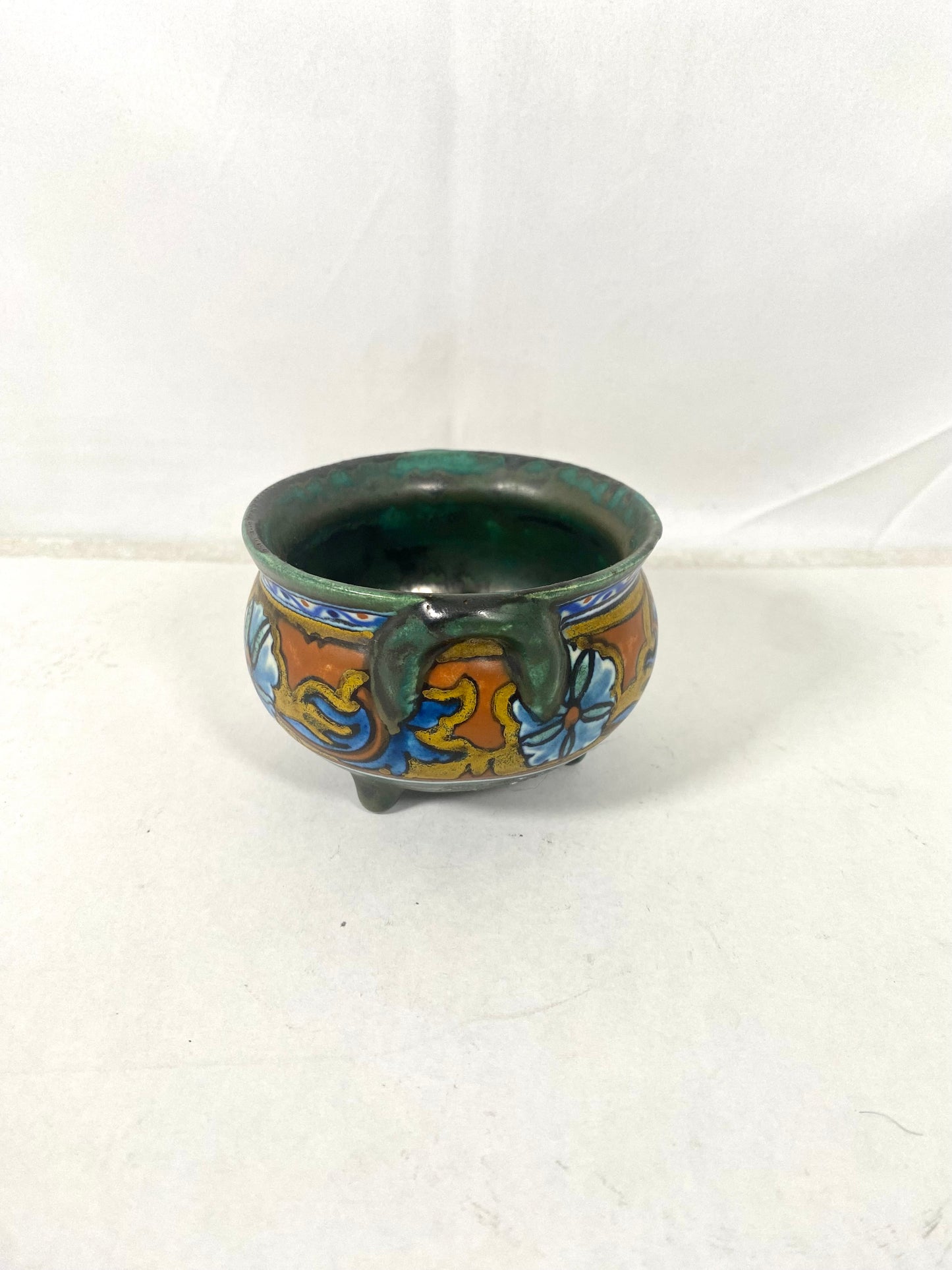 Gouda Dutch Art Pottery small cache pot / trinket bowl, Art Deco circa 1922-1942