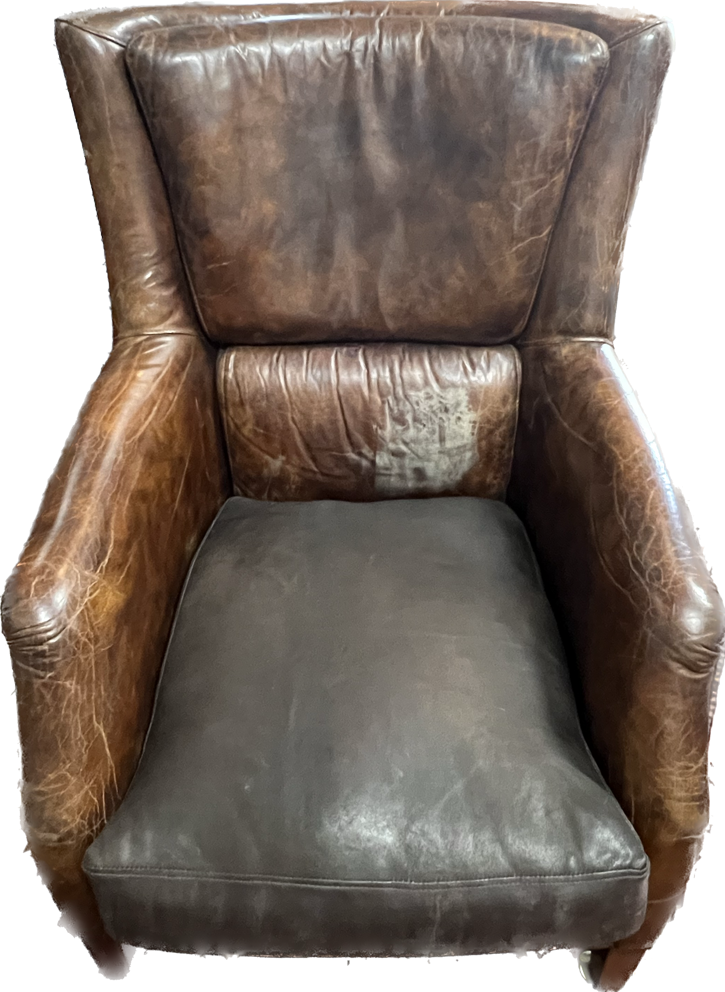 20th century vintage statement cowhide and brown leather club chair