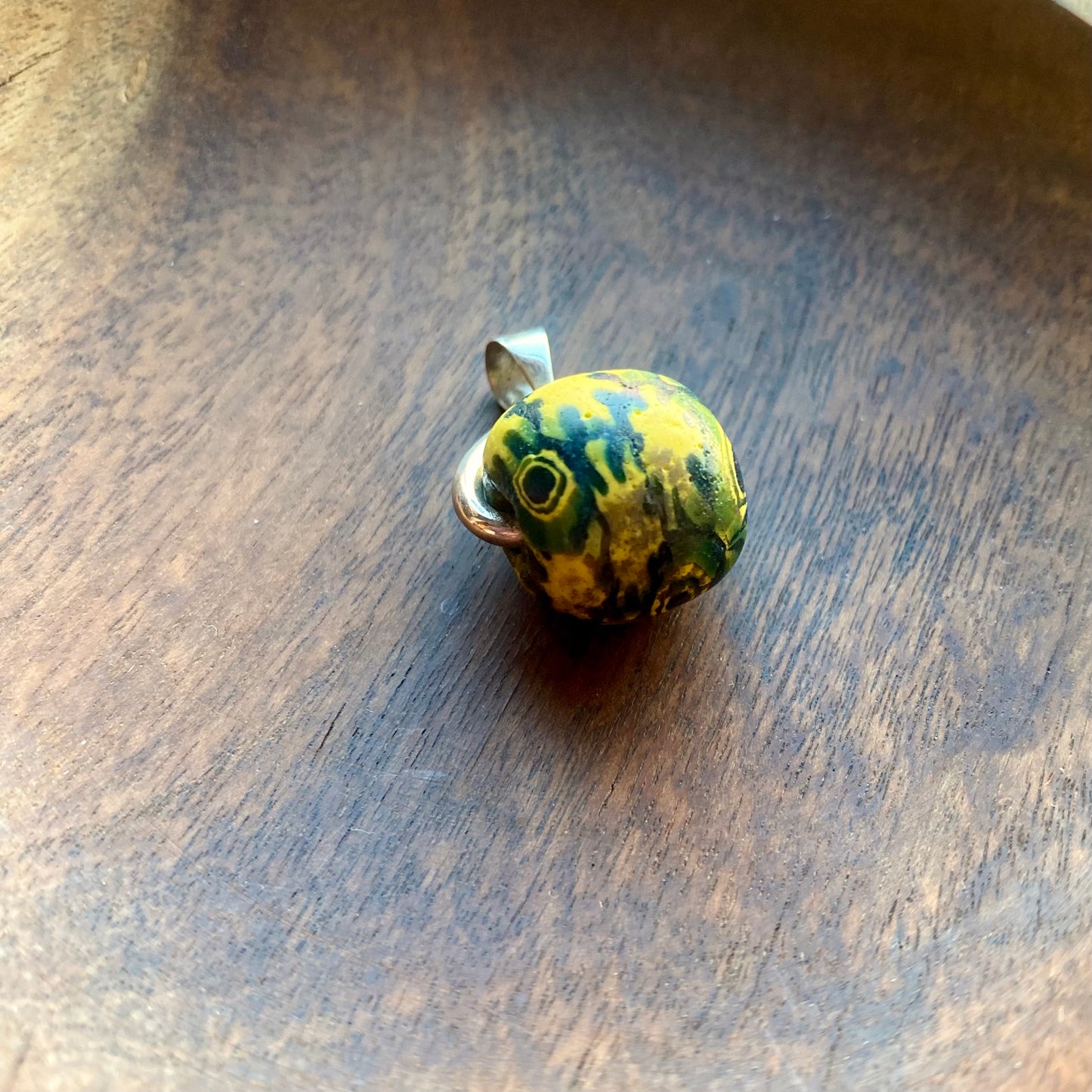 Ancient Millefiori Glass Trade Bead, Javanese Jatim Stratified Eye Bead, Swivel Fob Pendant