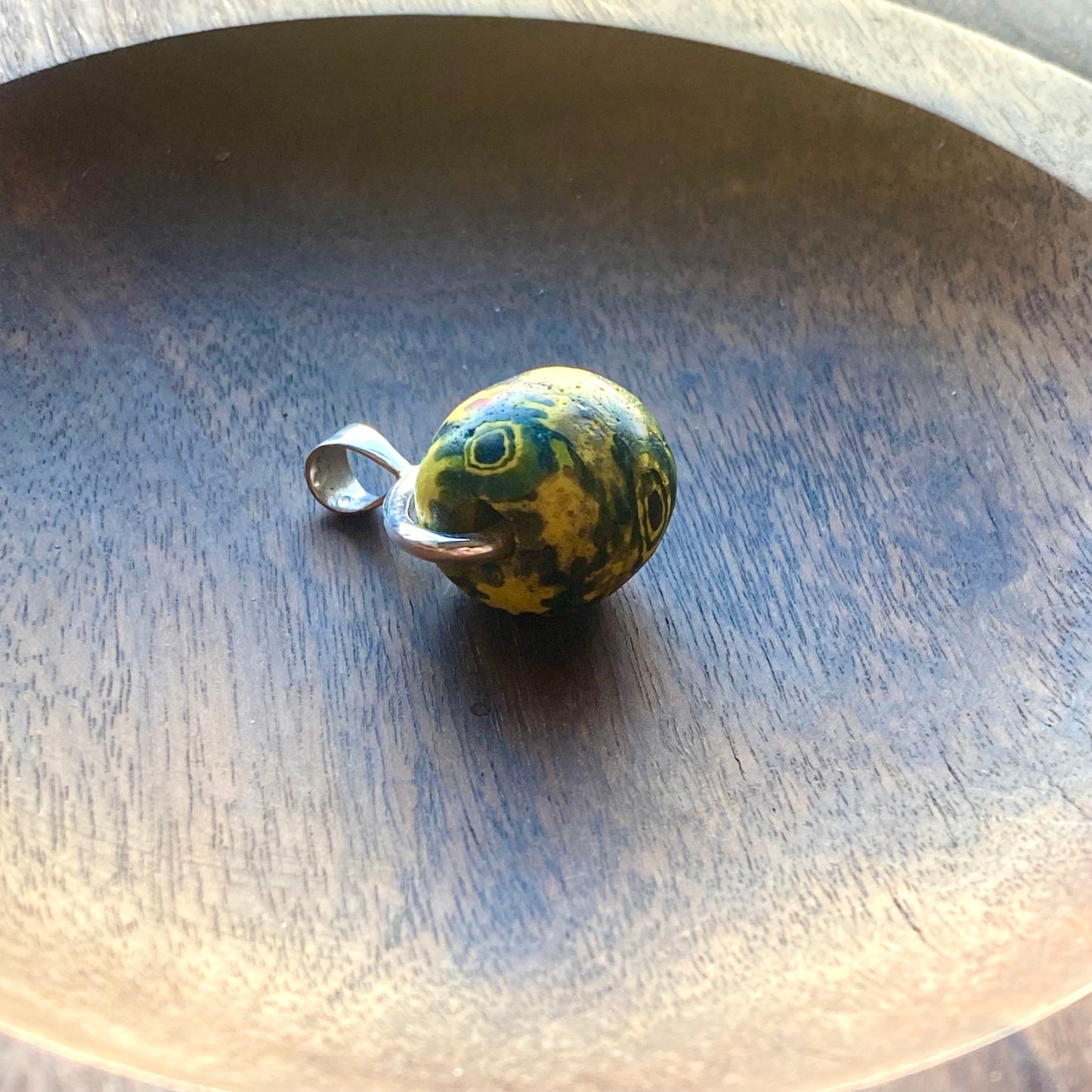 Ancient Millefiori Glass Trade Bead, Javanese Jatim Stratified Eye Bead, Swivel Fob Pendant