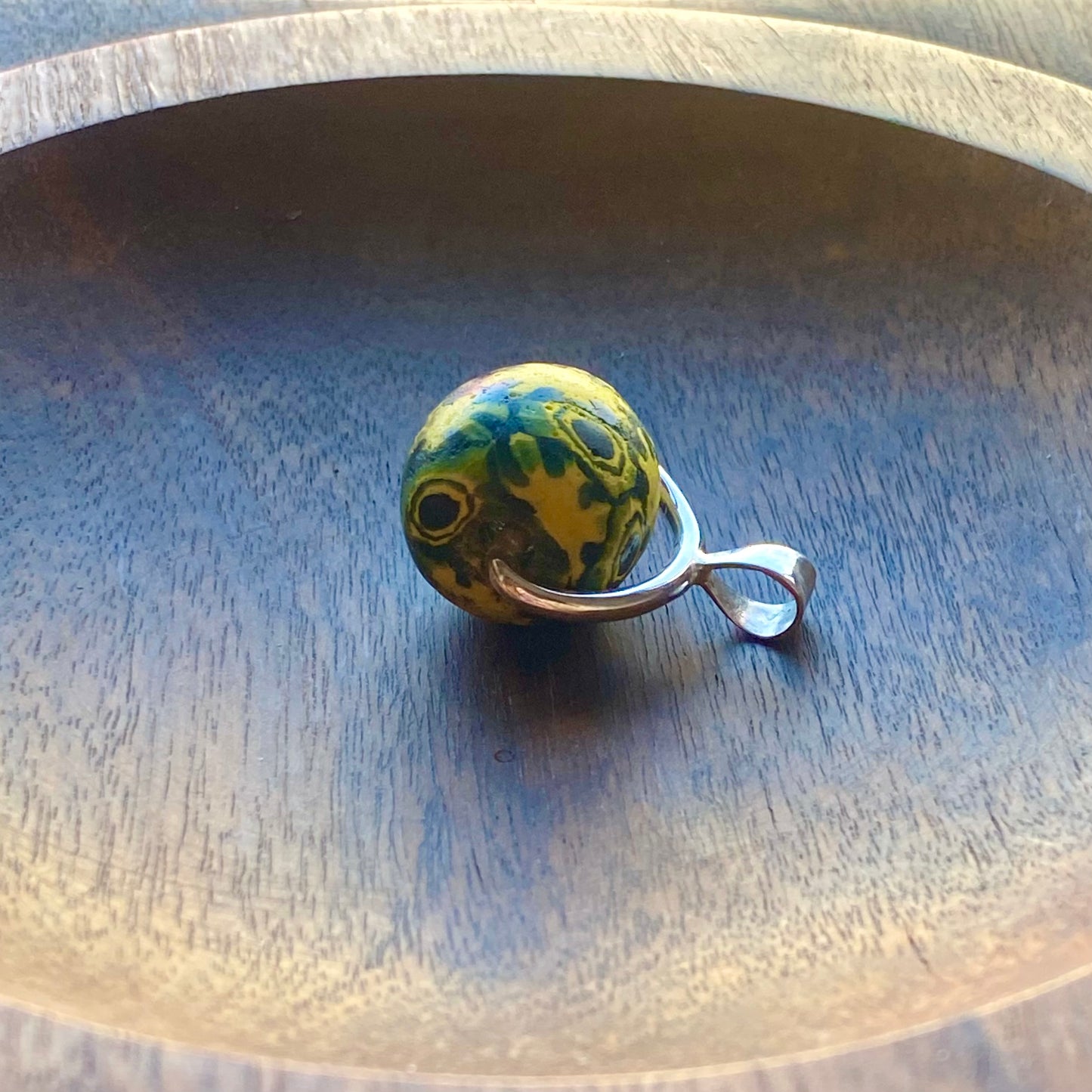 Ancient Millefiori Glass Trade Bead, Javanese Jatim Stratified Eye Bead, Swivel Fob Pendant