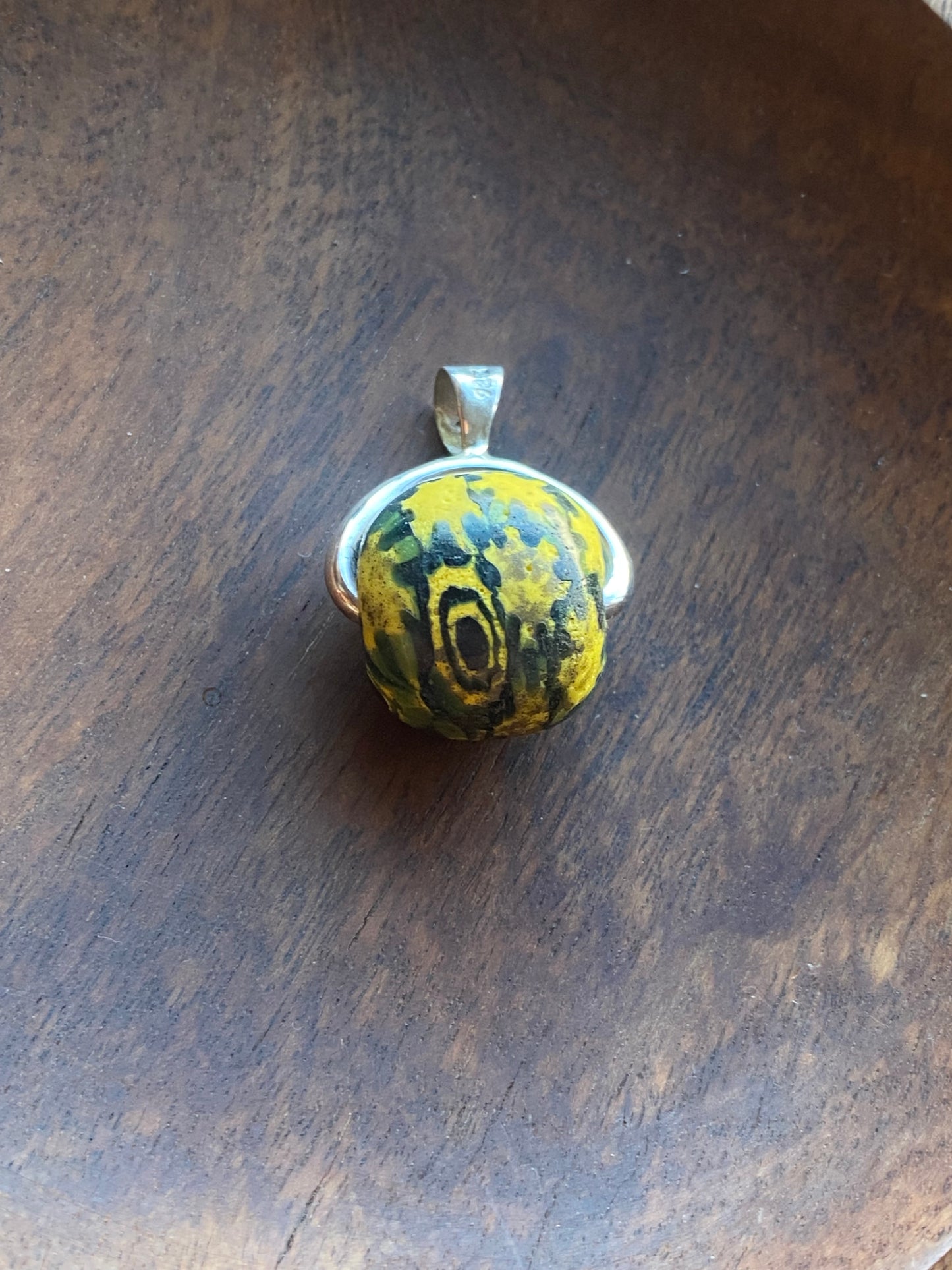 Ancient Millefiori Glass Trade Bead, Javanese Jatim Stratified Eye Bead, Swivel Fob Pendant