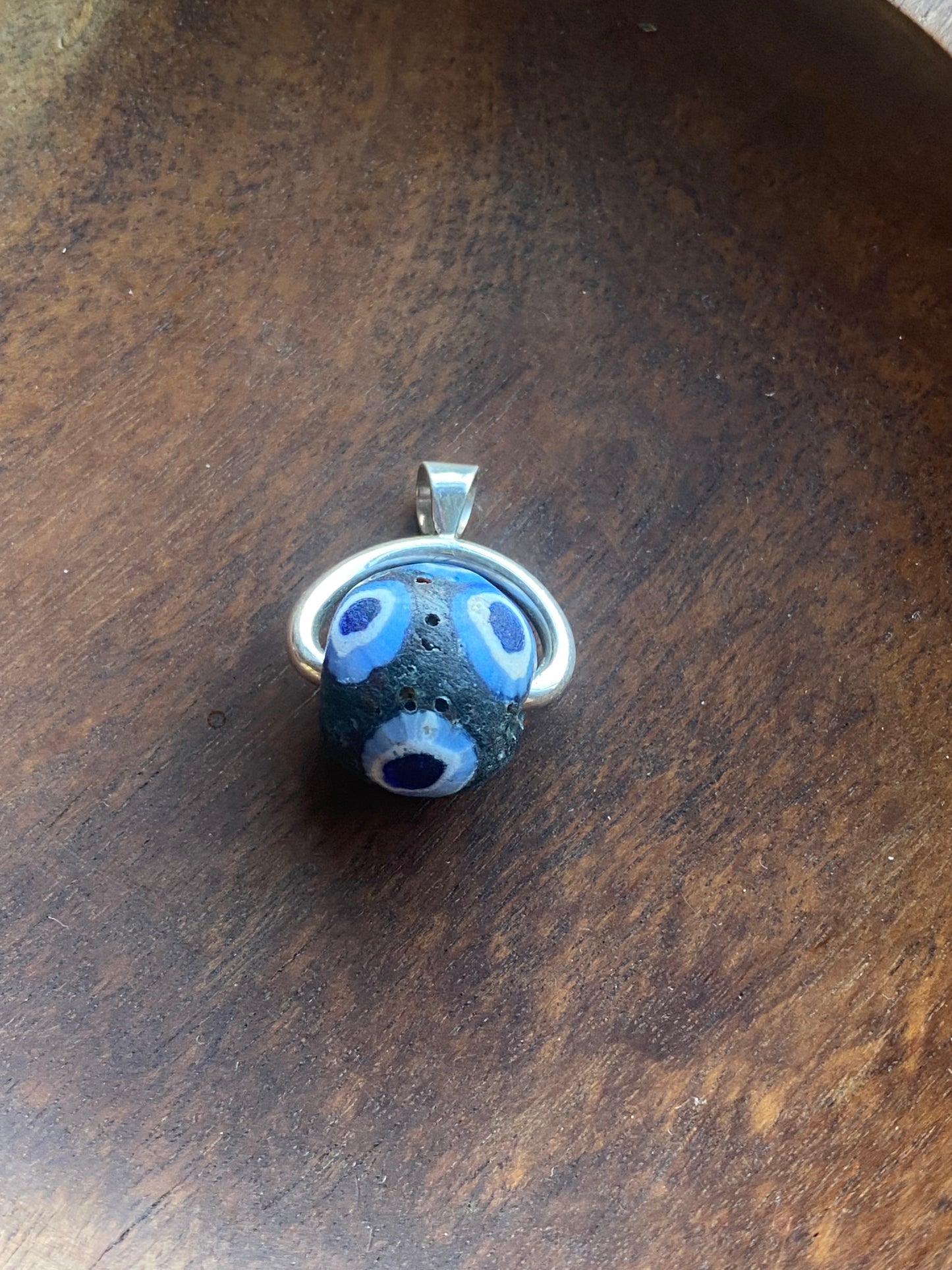 Antique / Ancient Millefiori Glass Trade Bead, Stratified Jatim Eye Bead, Swivel Fob Pendant