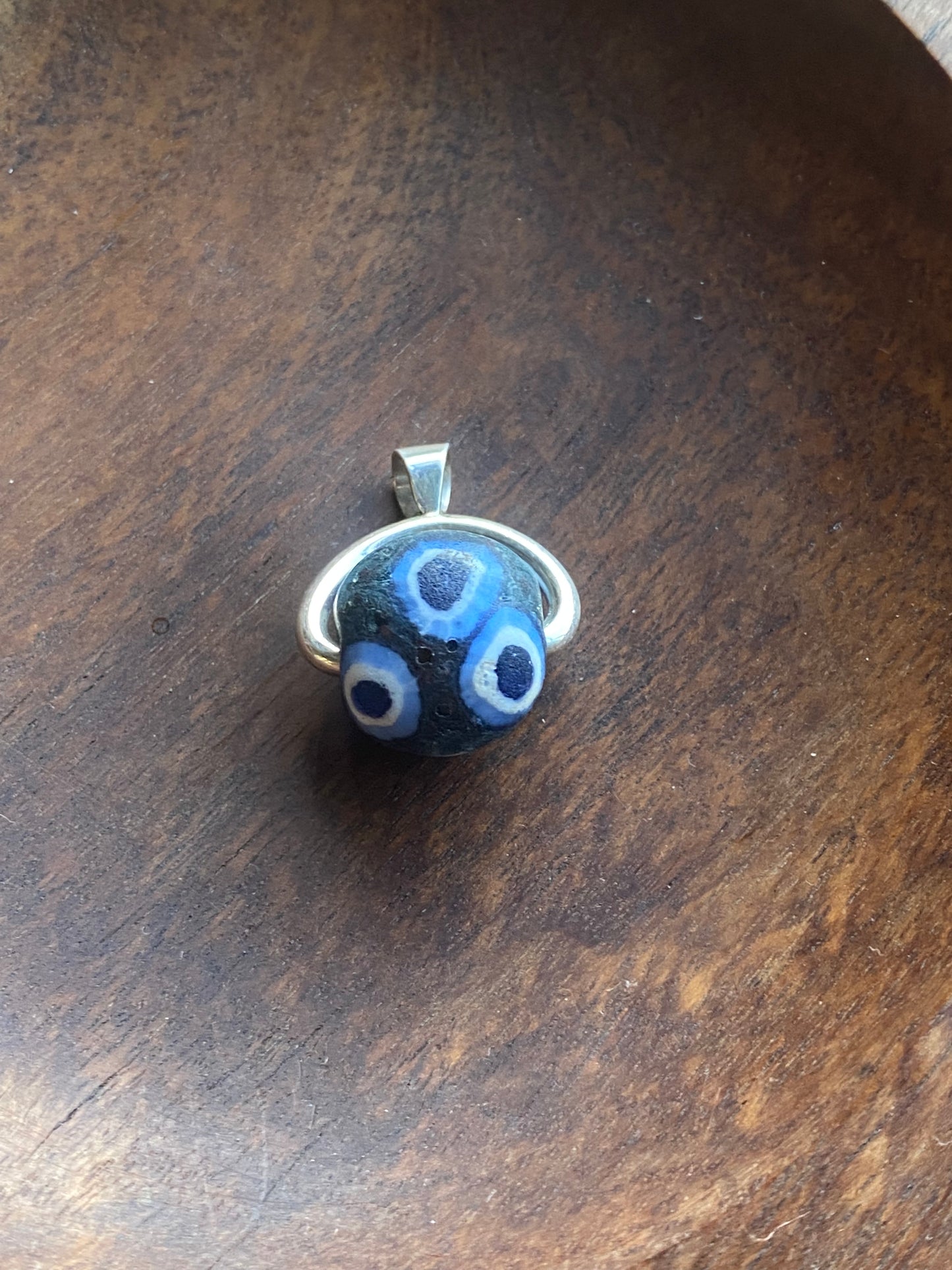 Antique / Ancient Millefiori Glass Trade Bead, Stratified Jatim Eye Bead, Swivel Fob Pendant