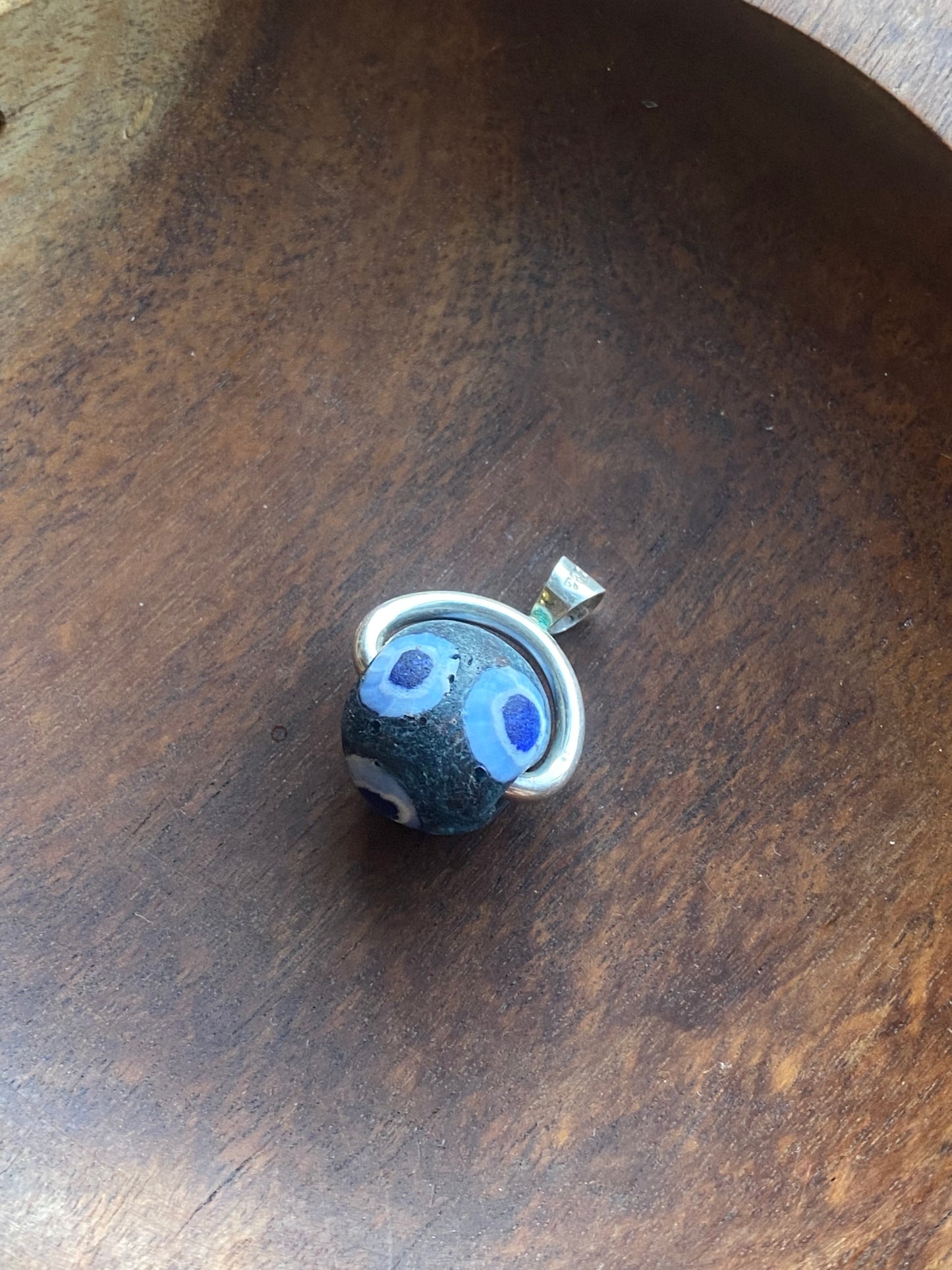 Antique / Ancient Millefiori Glass Trade Bead, Stratified Jatim Eye Bead, Swivel Fob Pendant