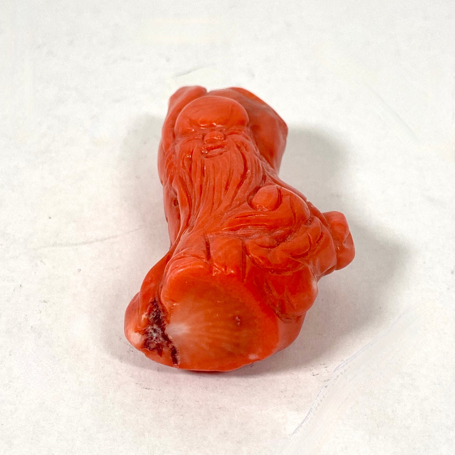 中世纪中国天然珊瑚雕刻的寿老雕像,尺寸很大