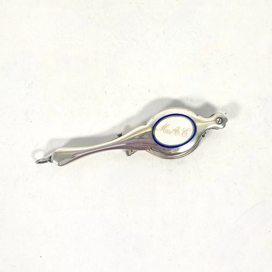 Antique early 20th century Art Deco European Lorgnette, Sterling Silver with Guilloche Enamel