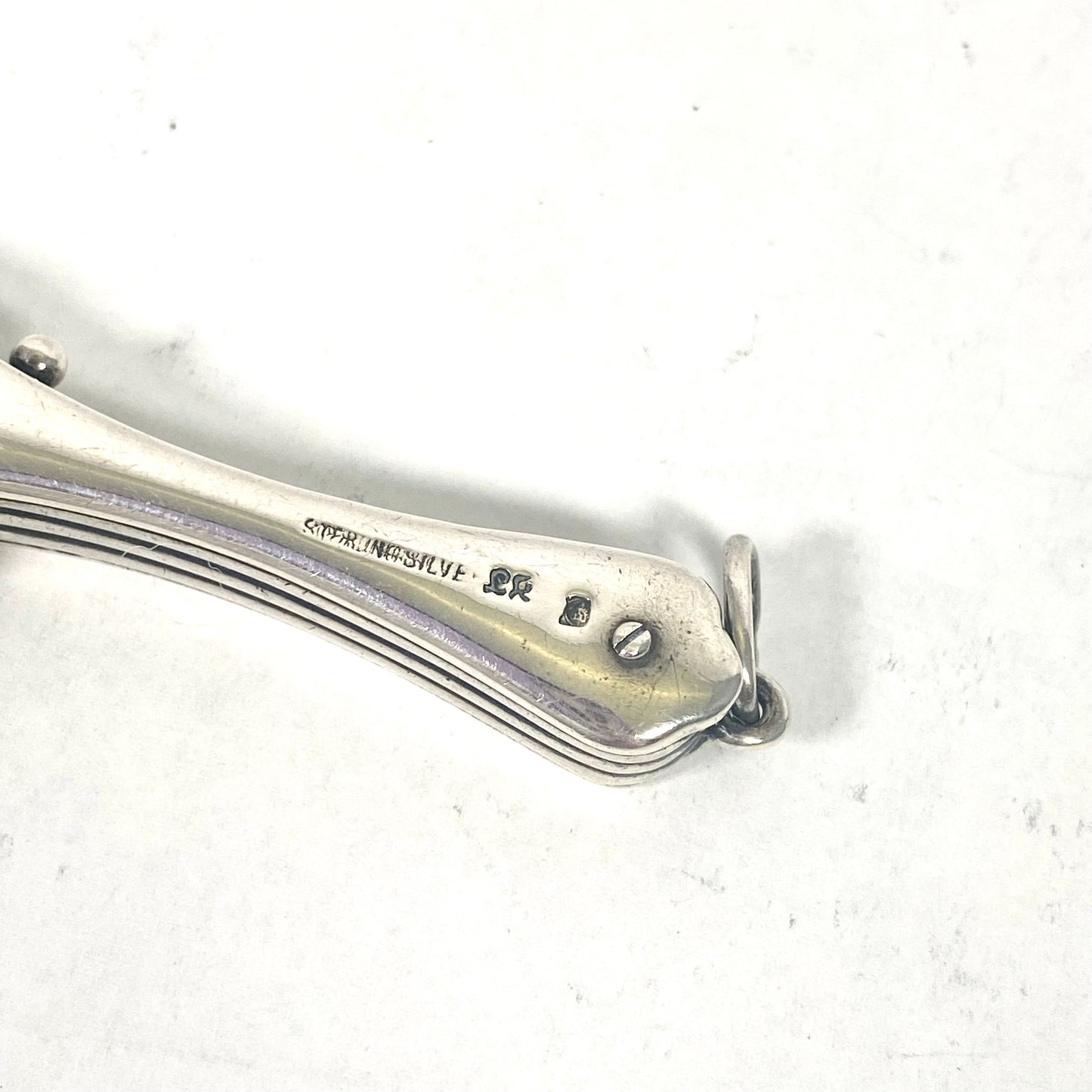 Antique early 20th century Art Deco European Lorgnette, Sterling Silver with Guilloche Enamel