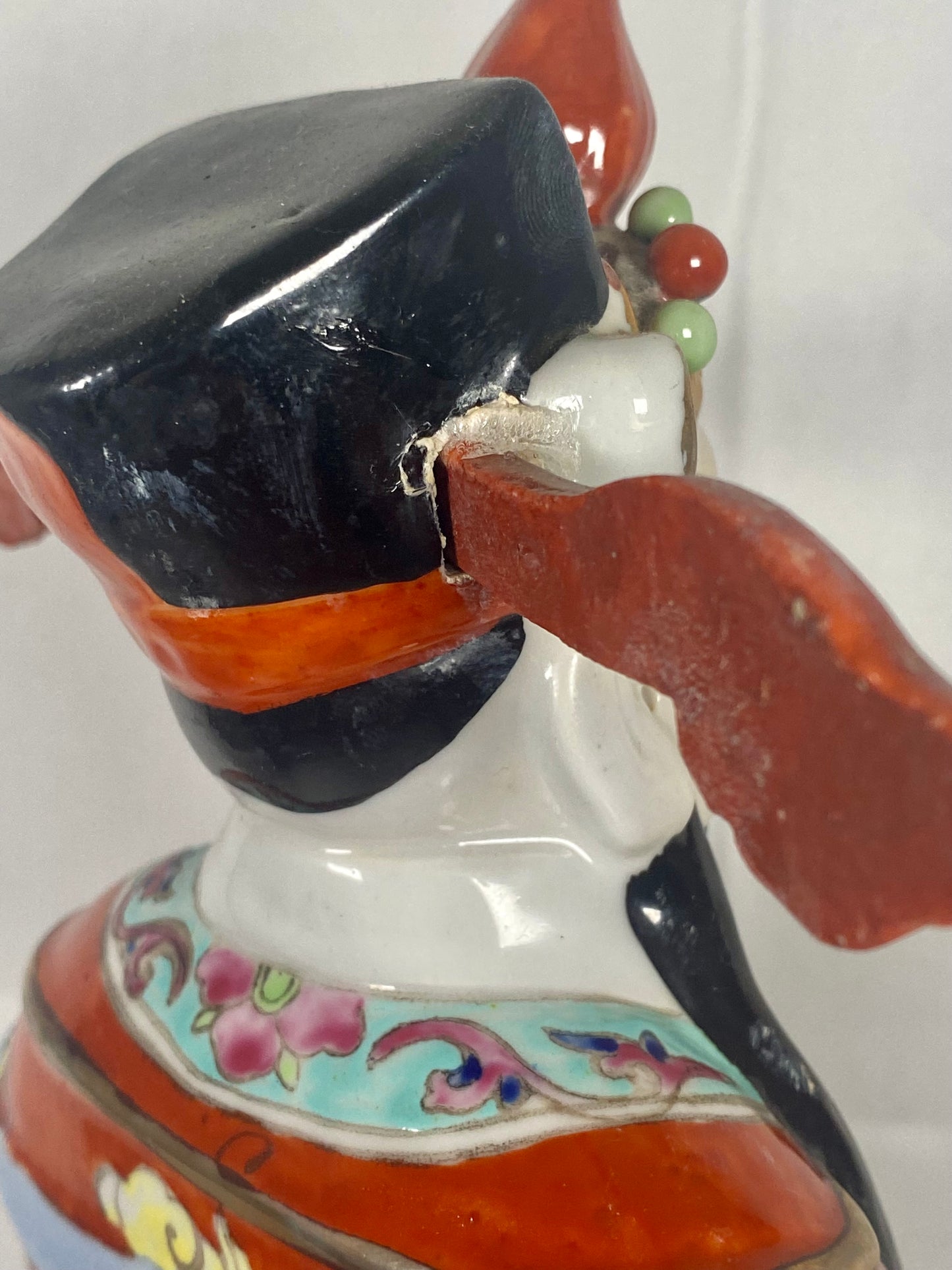 Large Midcentury Cantonese Lu deity with famille rose enamels circa 1960s to 70s, Hong Kong Vintage