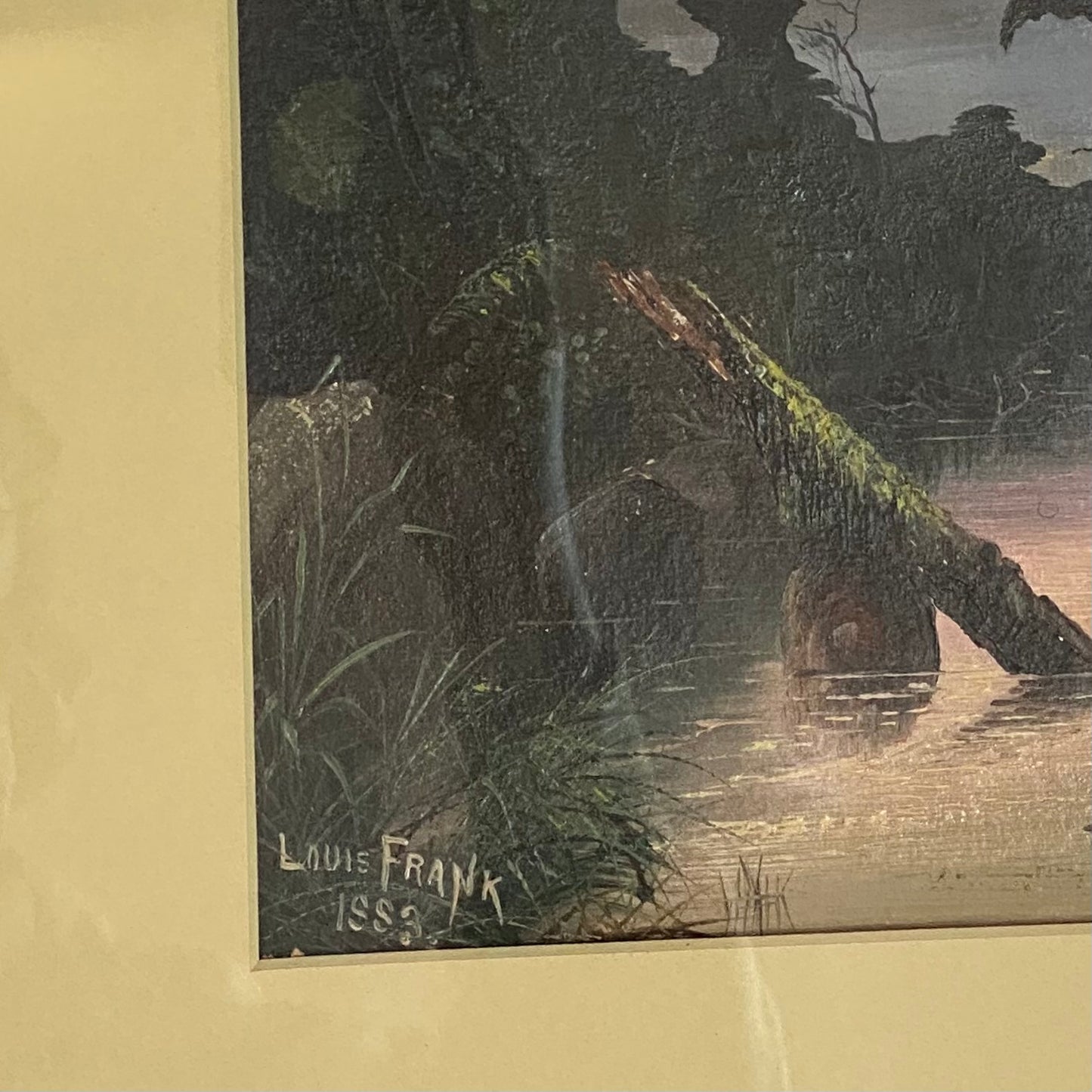 Pintura al óleo colonial australiana de finales del siglo XIX: «Gorge cerca de Blackheath, Montañas Azules al atardecer, 1883». Louis Frank, Nueva Gales del Sur.