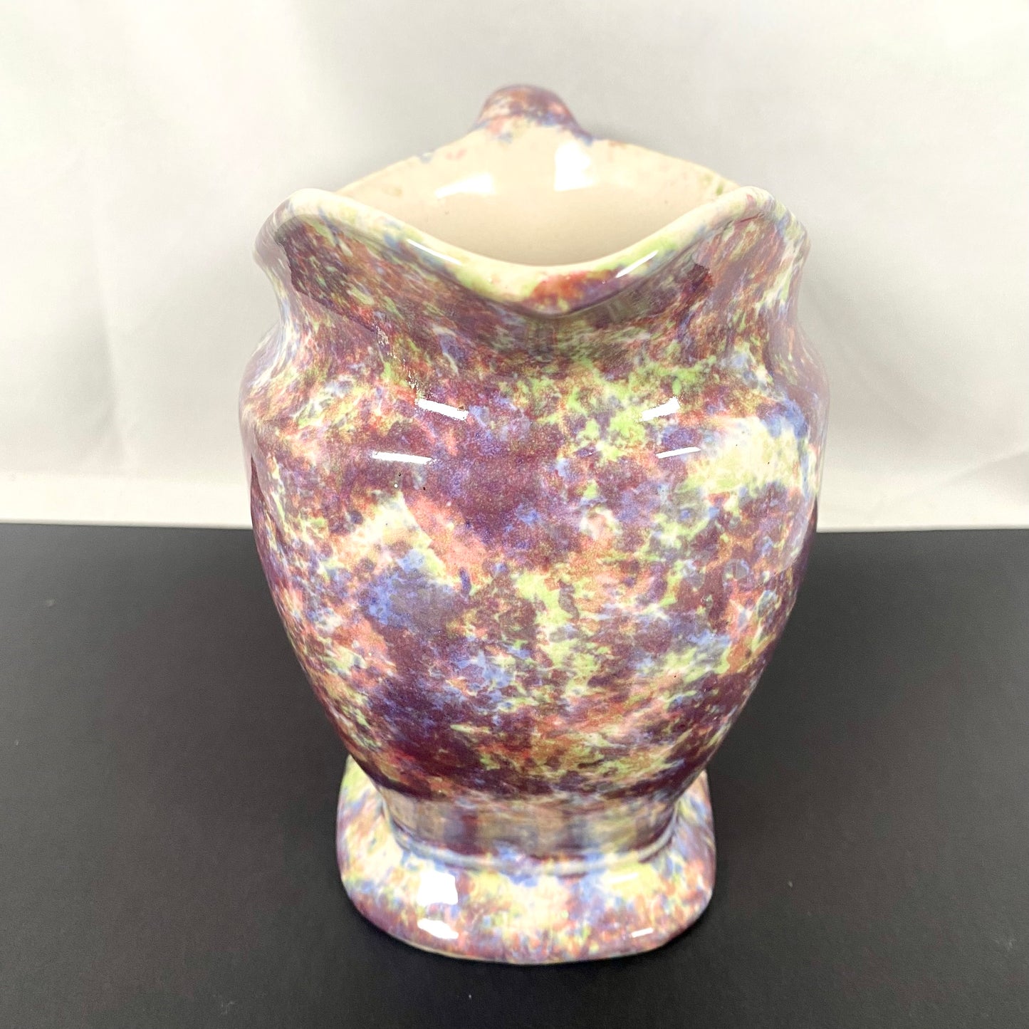 Jarrón estilo jarra con acabado de esponja moteada, de cerámica Bendigo Waverley Ware, estilo Art Déco australiano