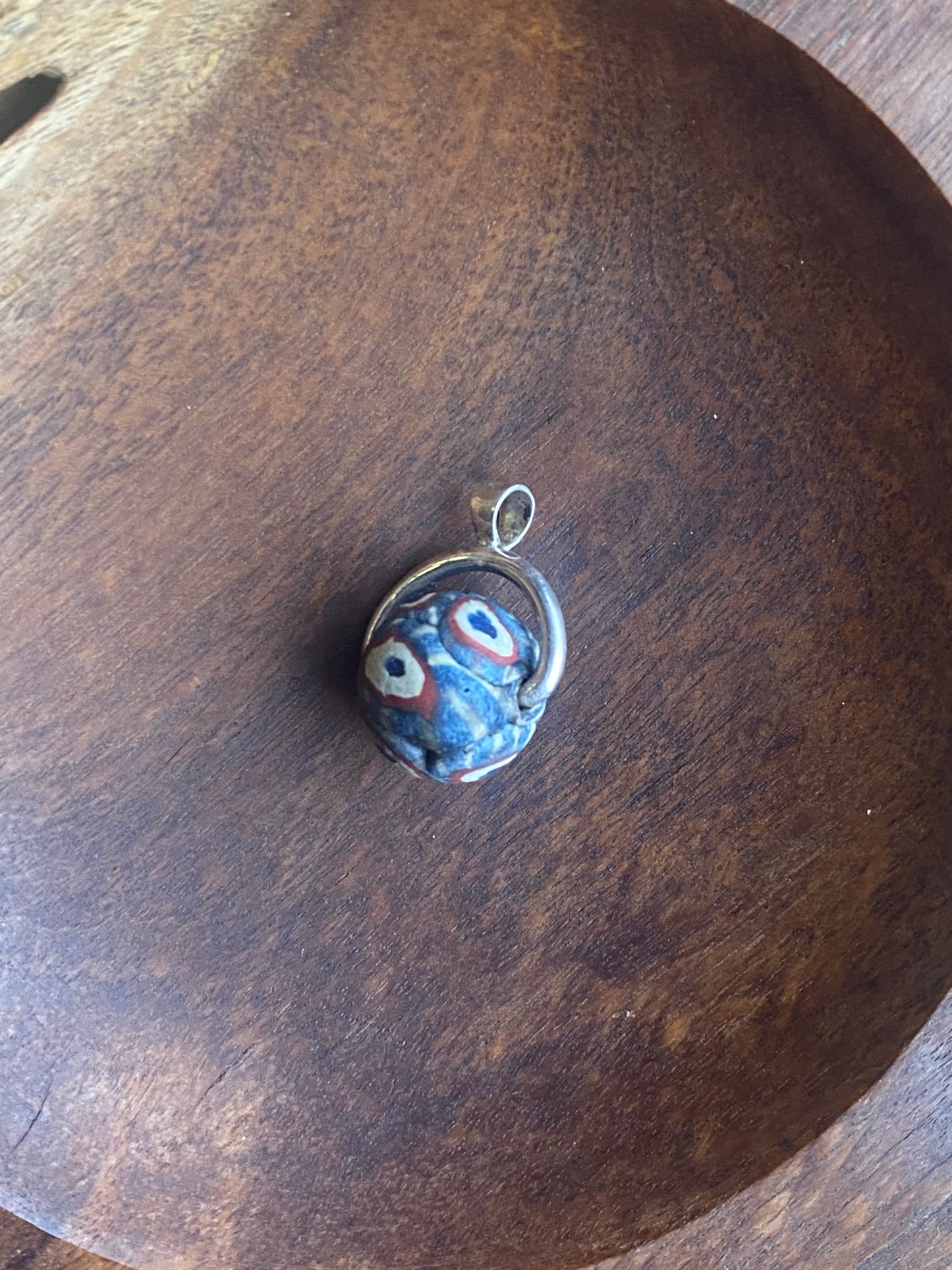 Ancient Millefiori Glass Trade Bead, Javanese Jatim Stratified Eye Bead, Swivel Fob Pendant