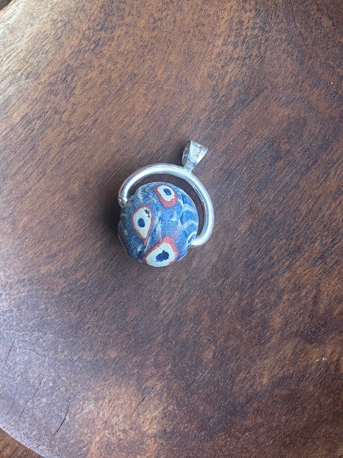 Ancient Millefiori Glass Trade Bead, Javanese Jatim Stratified Eye Bead, Swivel Fob Pendant