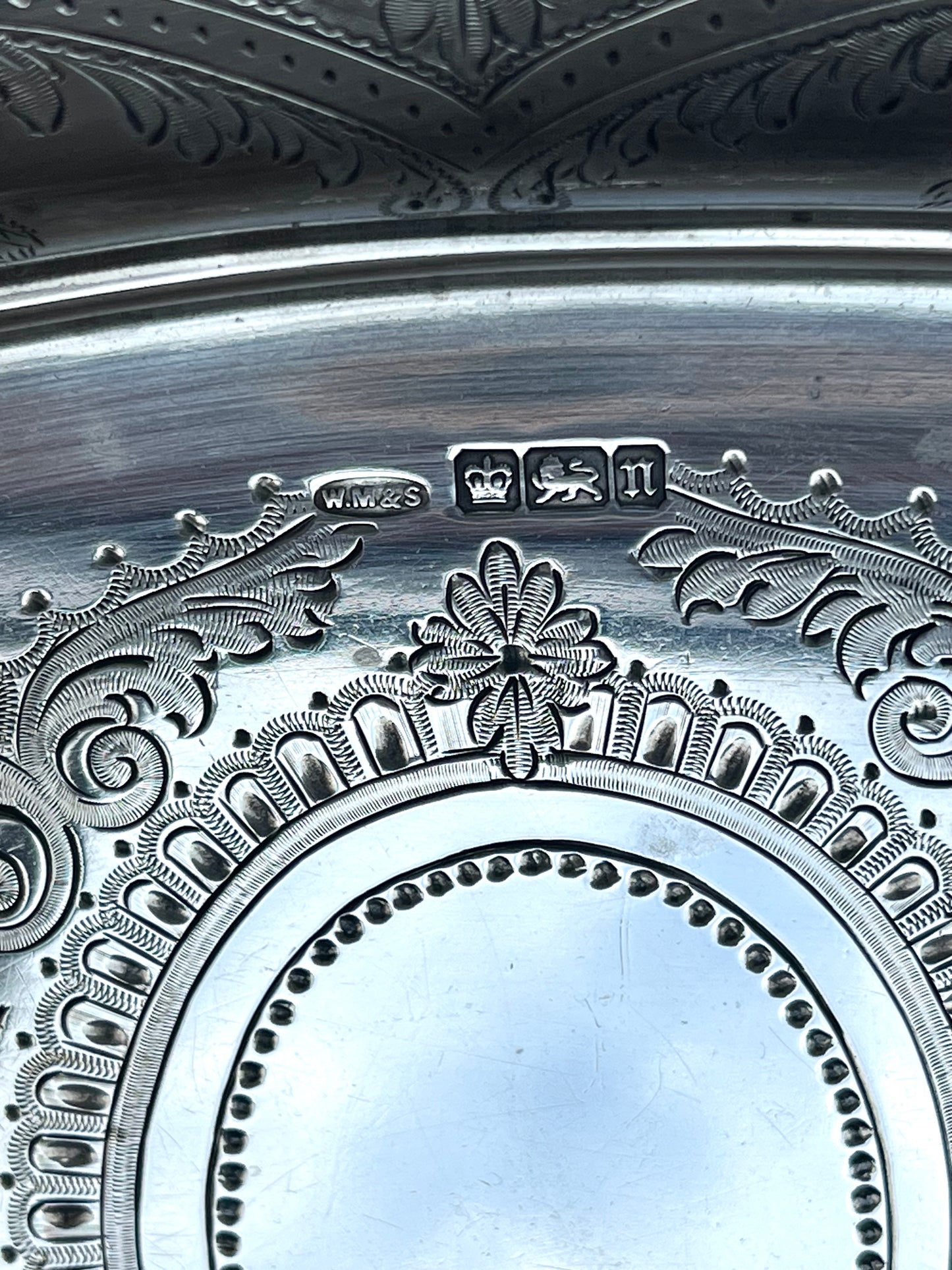 Monumental Edwardian Mammatt & Son Fine Sterling Silver Tray, Sheffield 1905.