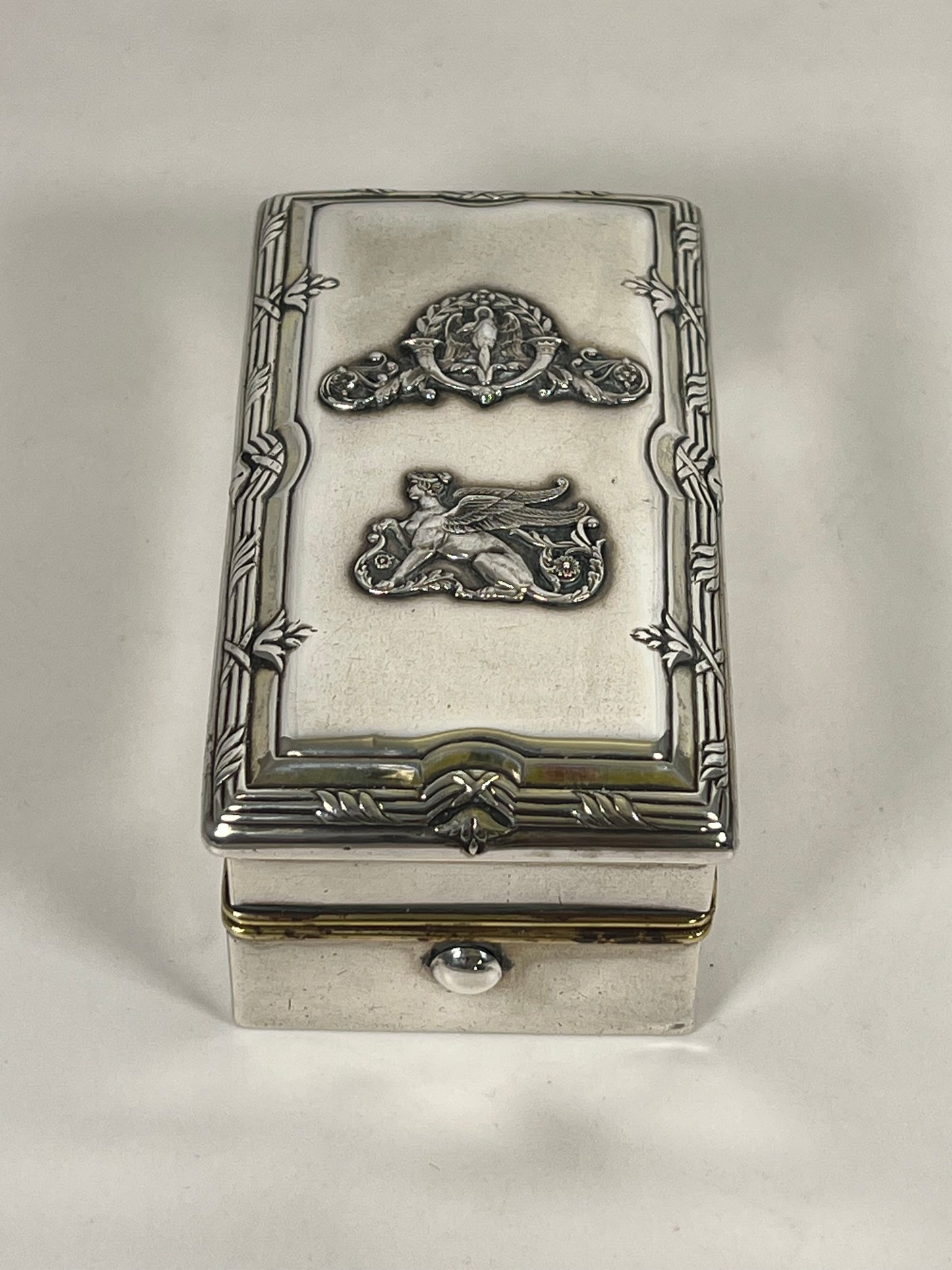 Lovely antique English Edwardian sterling silver travelling spirit burner, Egyptian Revival