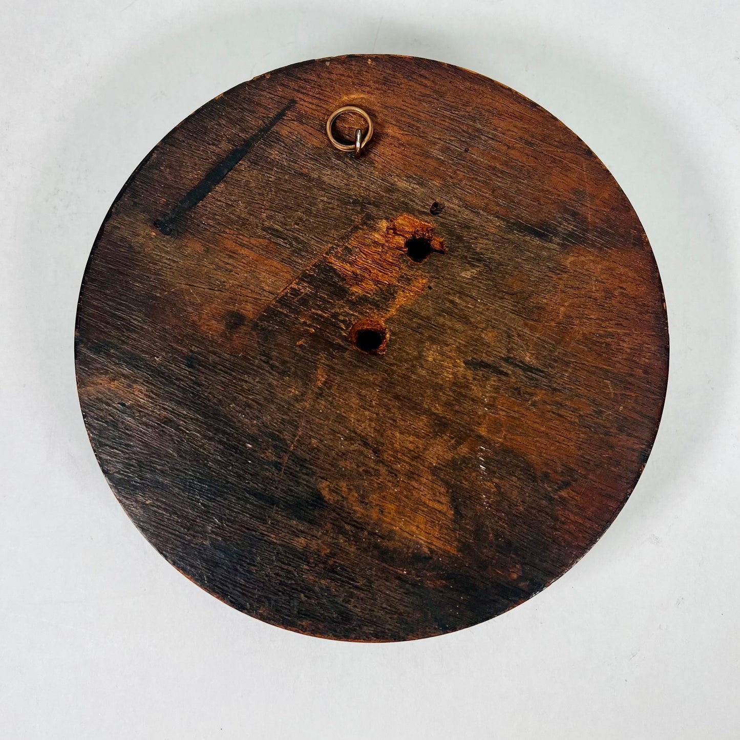 Tapa de olla Prattware victoriana "The Cavalier", con estructura de madera original, mediados del siglo XIX