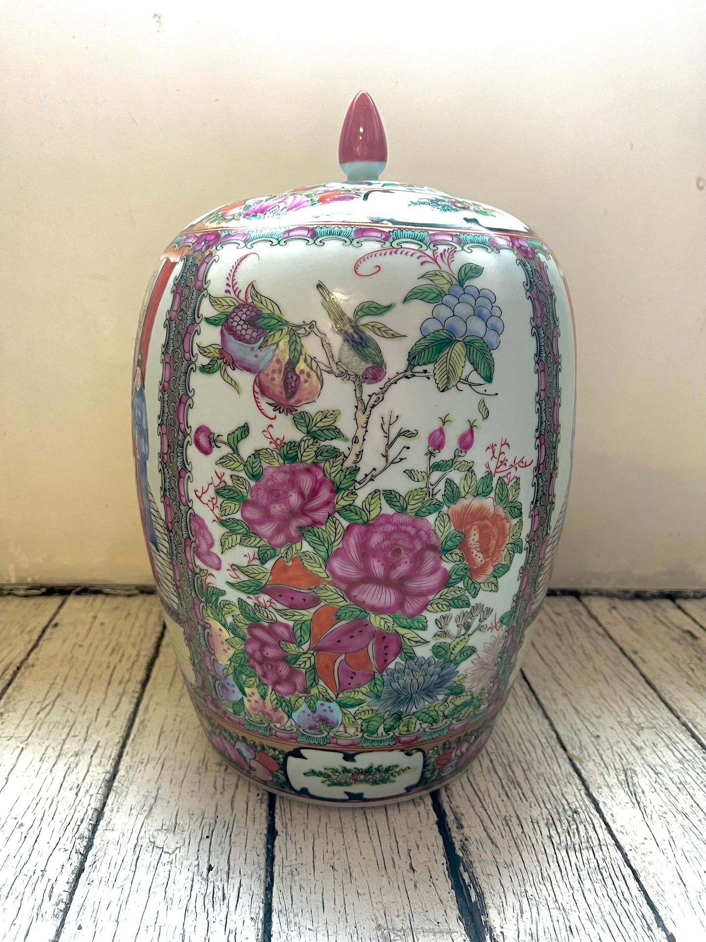 Monumental Late Qing Guangxi Period Canton Famille Rose Lidded Cover Jar