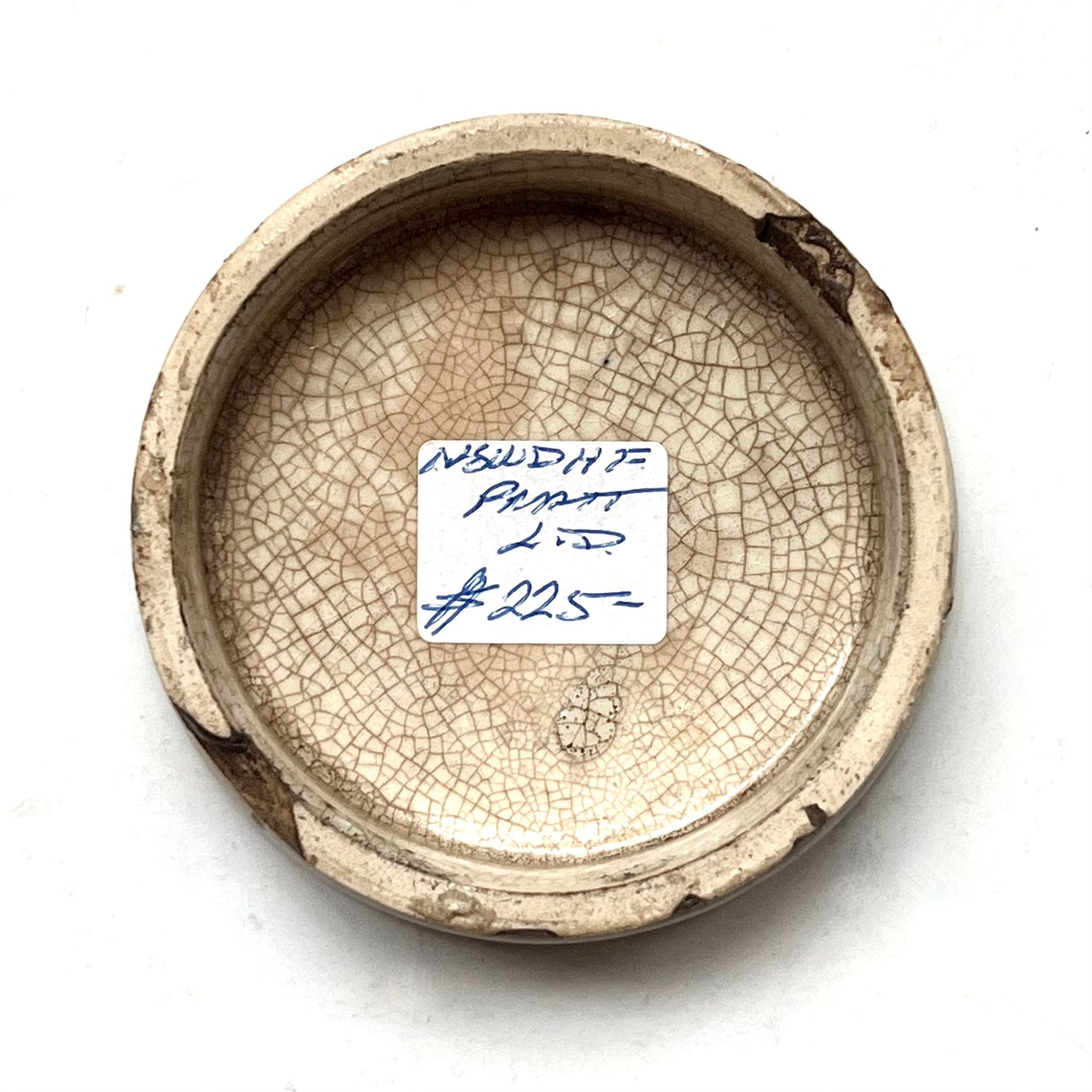 Victorian Prattware Bear's Grease pot lid “Alas Poor Bruin”