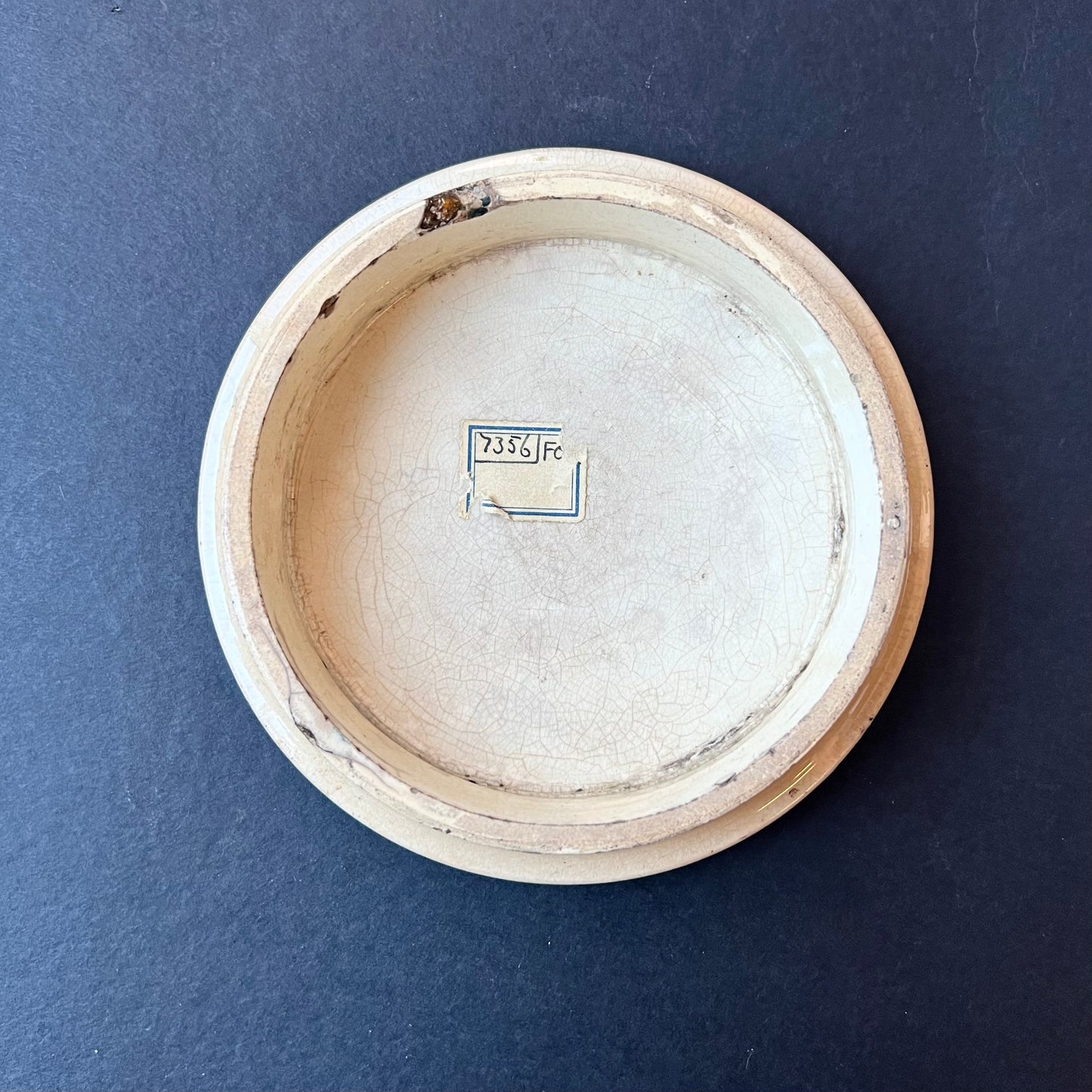 Mid to late 19th Century Victorian Prattware Pot Lid- "Good Dog", Rare Pattern