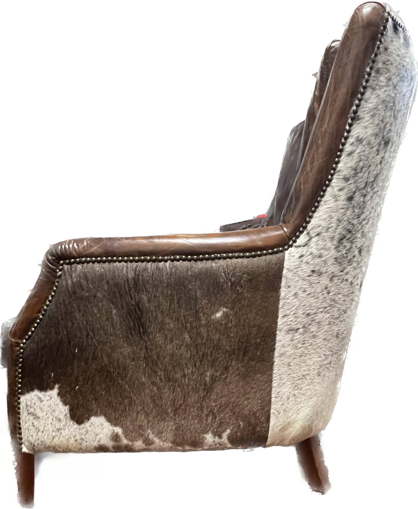 20th century vintage statement cowhide and brown leather club chair