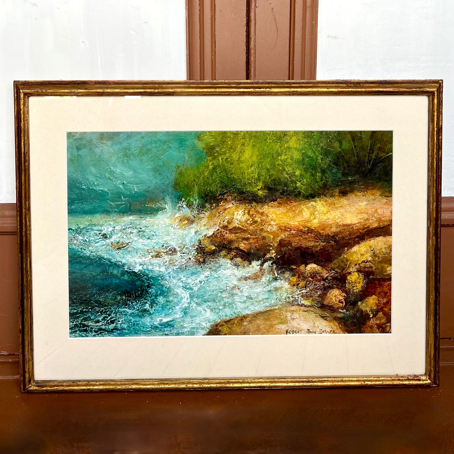 "Coogee Headland", 1990s. Superb Oil on Board Painting by Listed Australian Artist Robert Bosler.