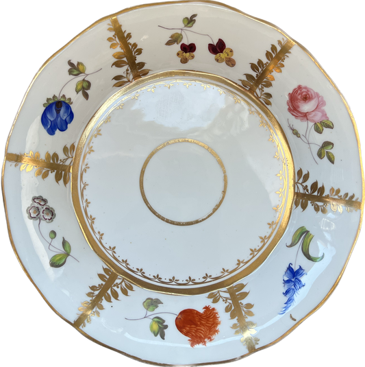 Antique Regency Period Davenport Porcelain with Hand-Painted Florals and Heavy Gilt Pattern