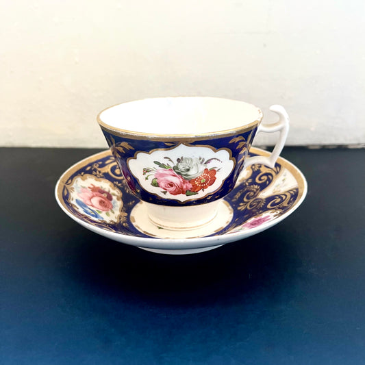 Early 19th century English porcelain cup & saucer circa 1817-1830, attributed to Charles Bourne