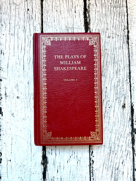Vintage Pebble Library Red Leather and Gilt Volume I of Shakespeare's Plays, Hardcover Book, 1985