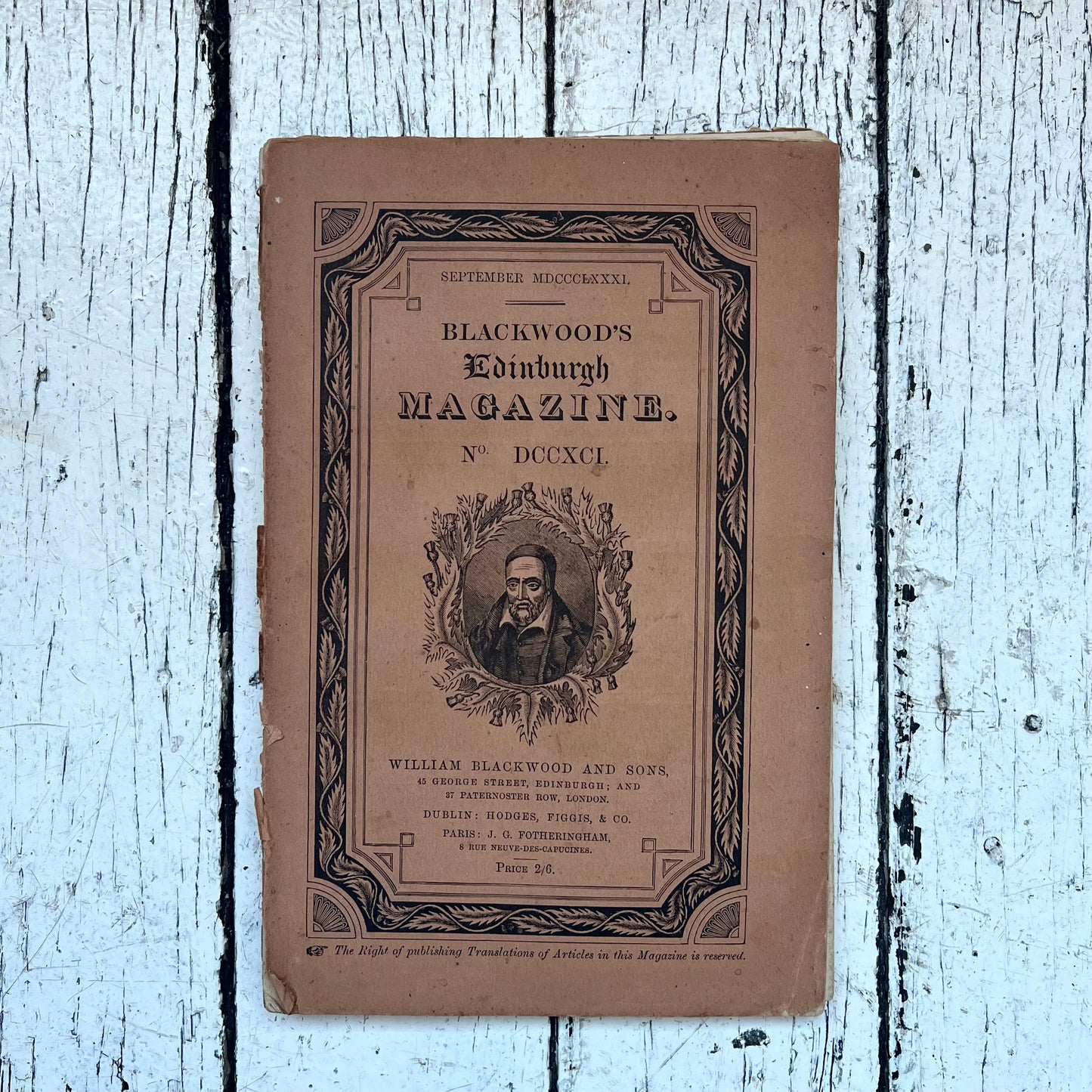 Antique Blackwood’s Edinburgh Magazine, September 1881 edition