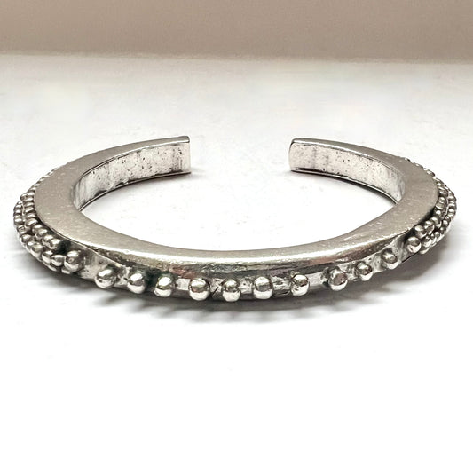 Vintage Tribal Silver Bangle, Thick Gauge with Intricate Granulated Work