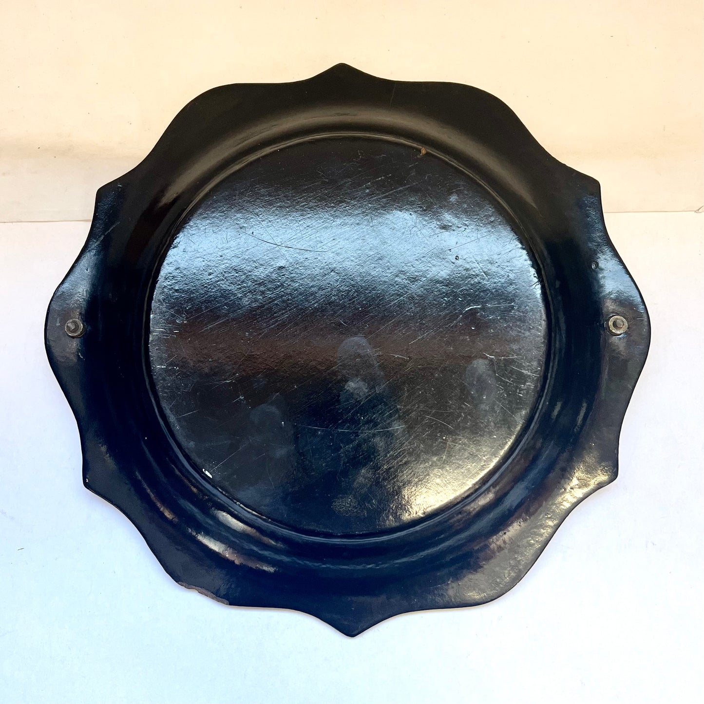 Mid to late Victorian brass-handled papier-mache tray and/or cake basket circa 1847-1870
