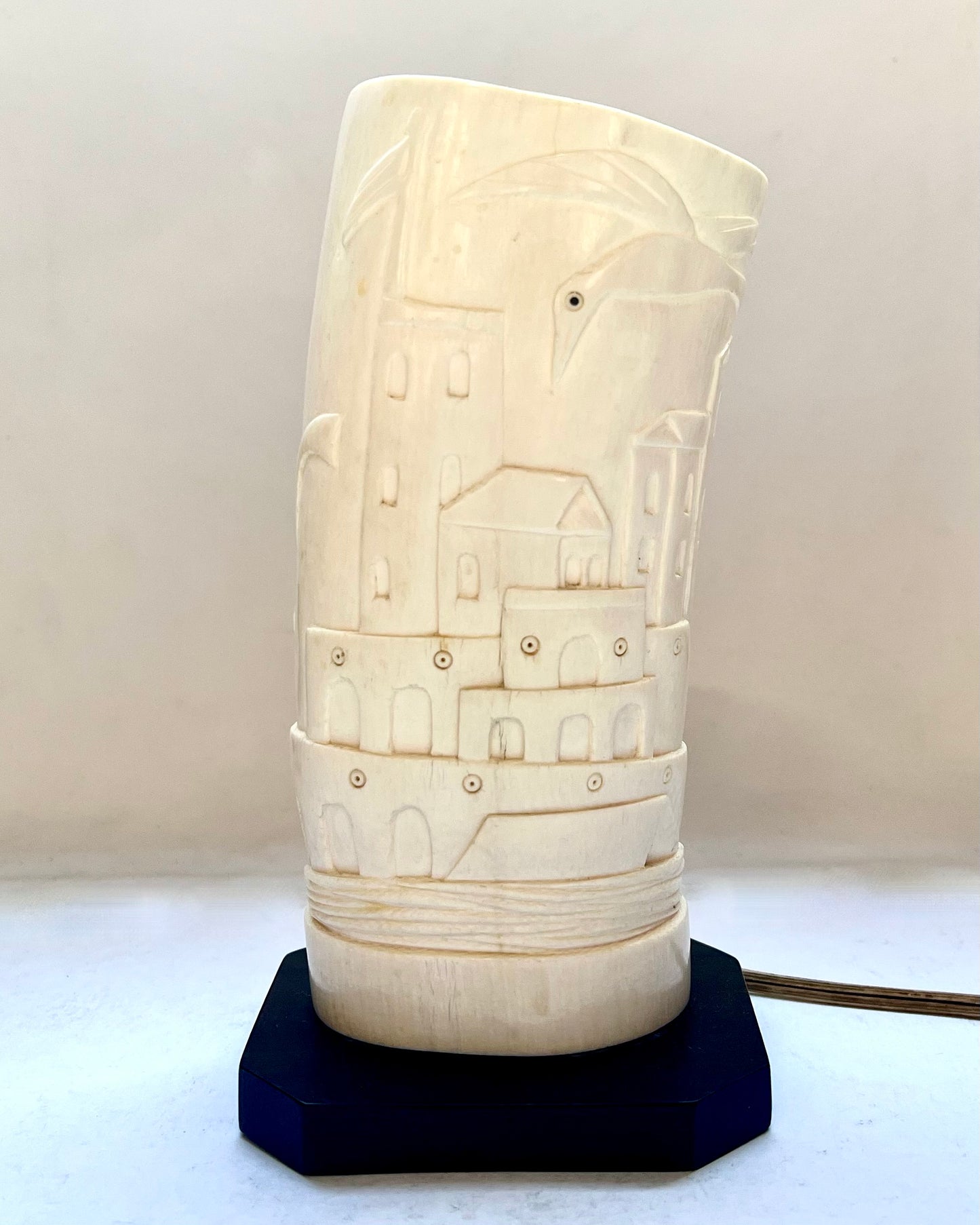 Stunning antique African ivory lamp circa 1920s to 1930s