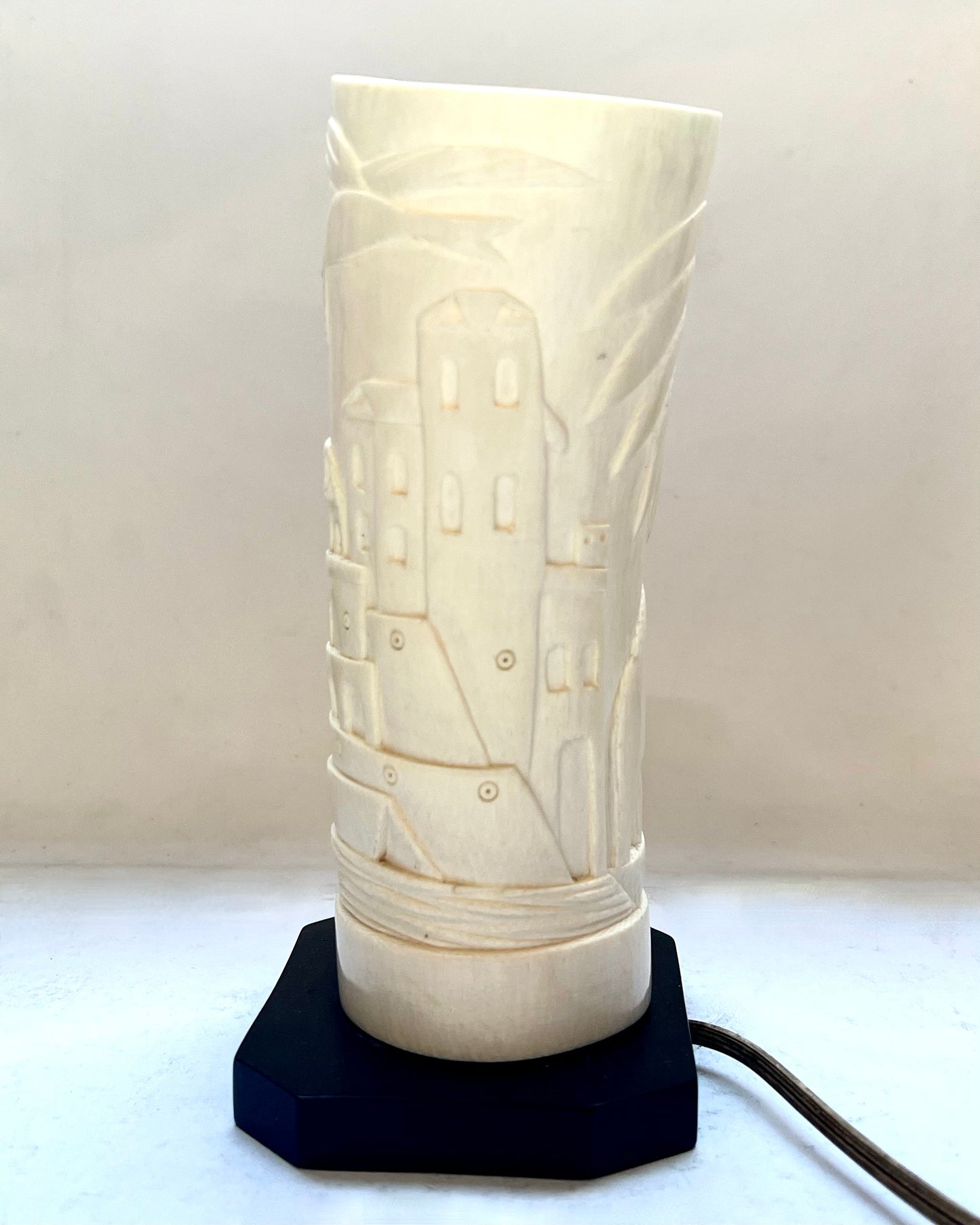 Stunning antique African ivory lamp circa 1920s to 1930s