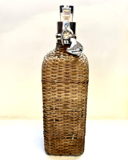 Edwardian wicker and sterling silver bottle, London 1903, Hukin & Heath