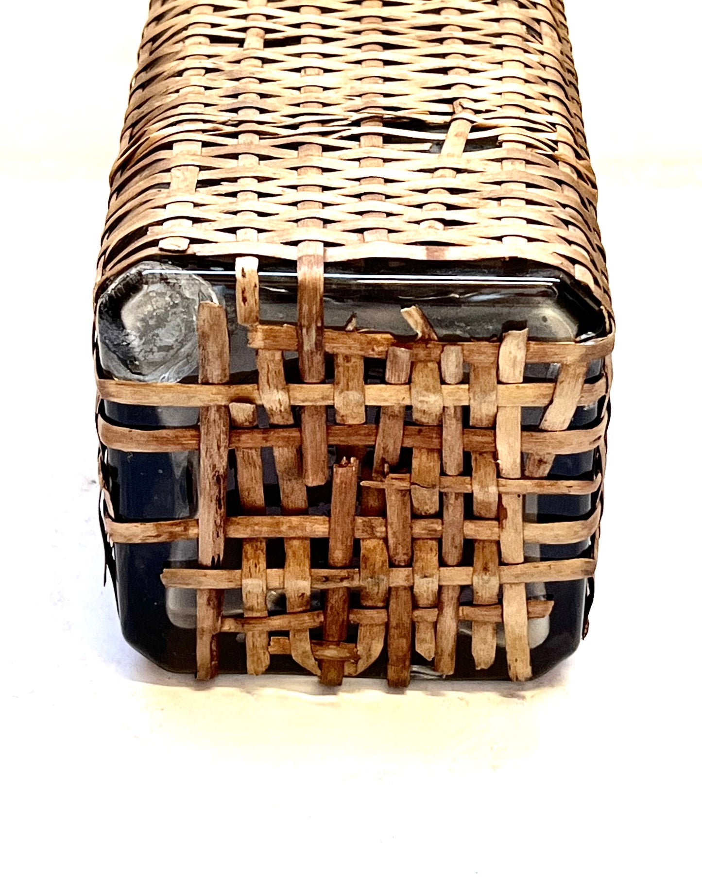 Edwardian wicker and sterling silver bottle, London 1903, Hukin & Heath