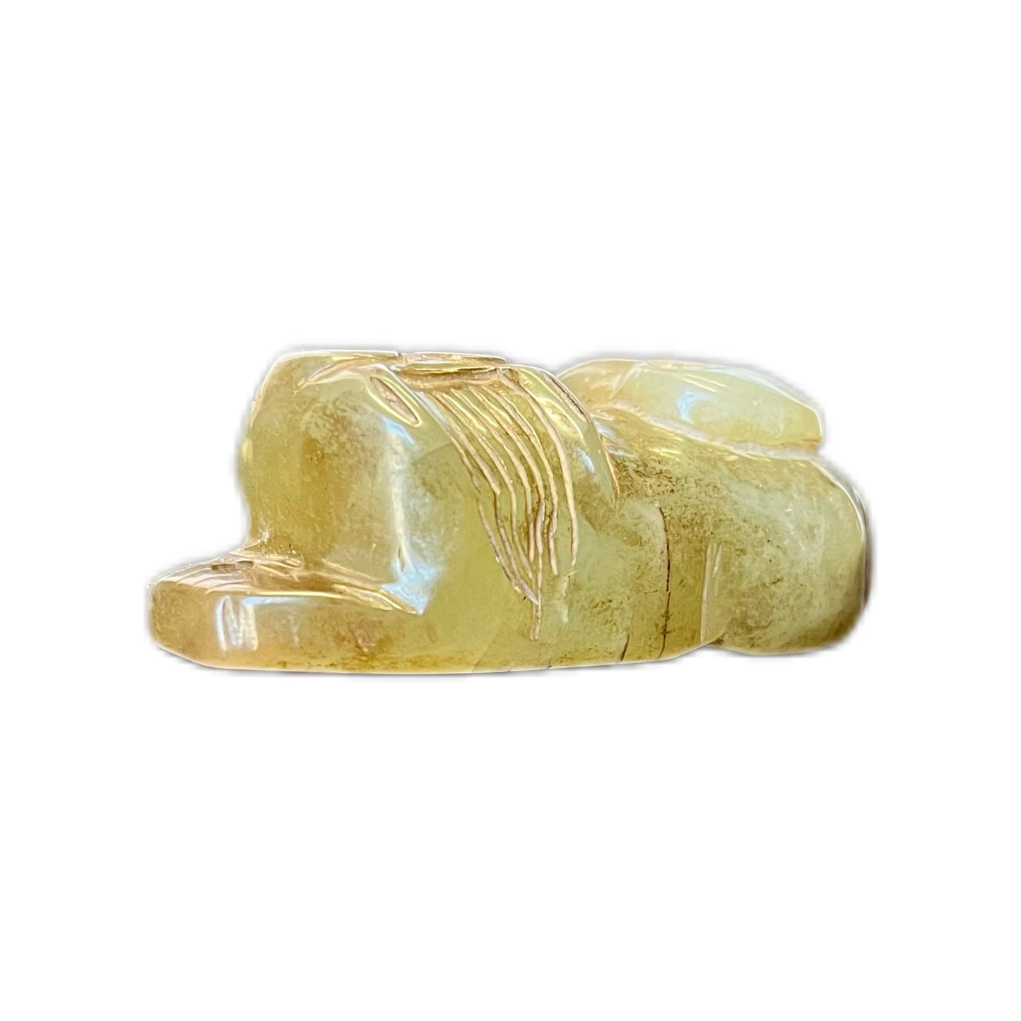 Vintage nephrite celadon jade carved mythical feline beast pendant