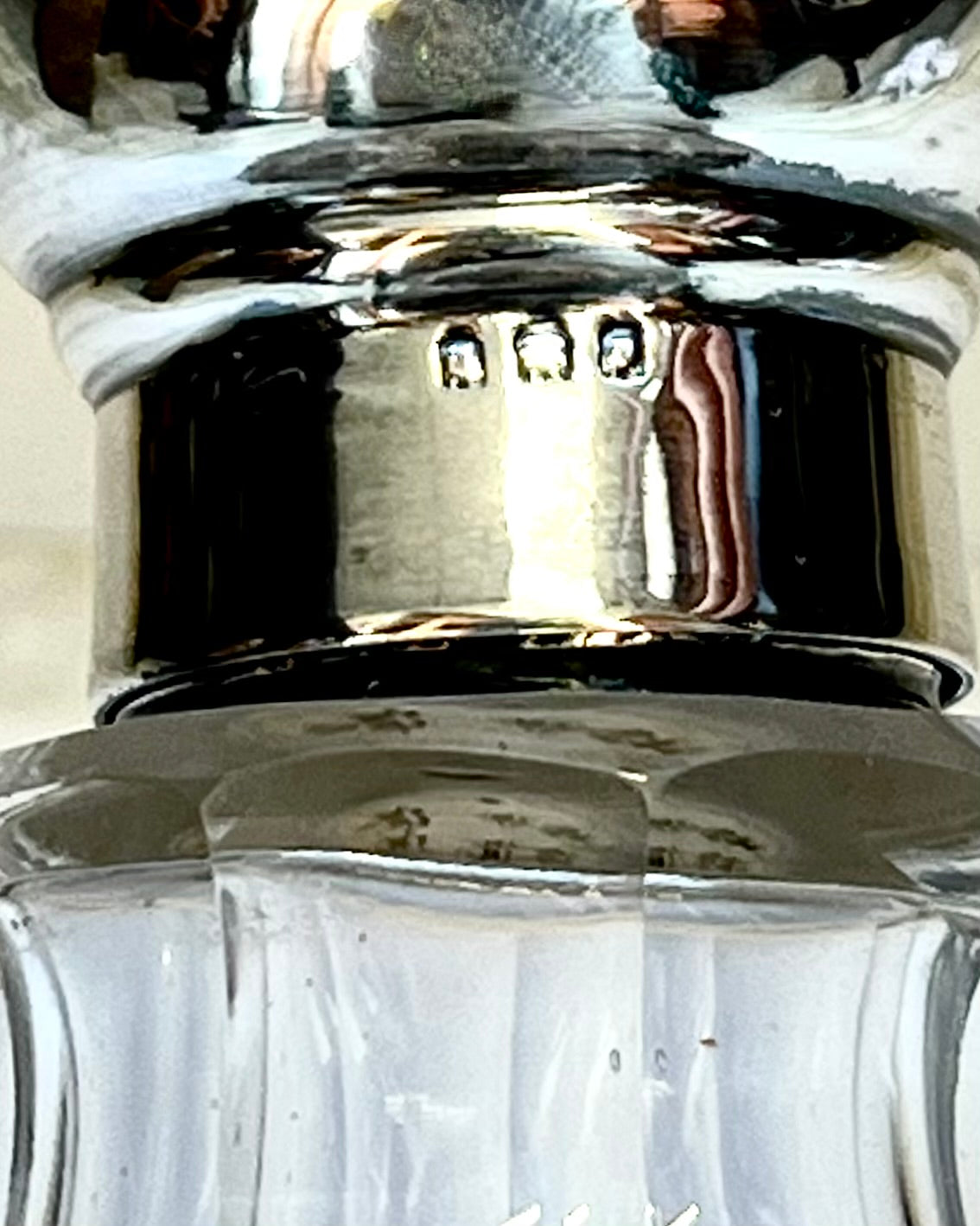 Antique George V cut glass and sterling silver toiletry/scent bottle, London 1919