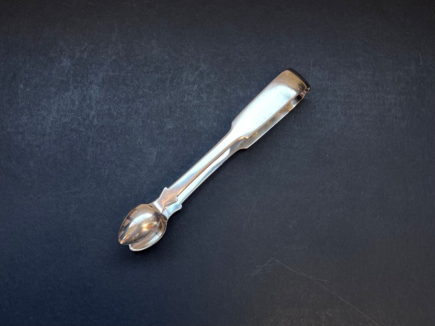 Early Victorian sterling silver tongs, with marks for James Beebe, London 1838