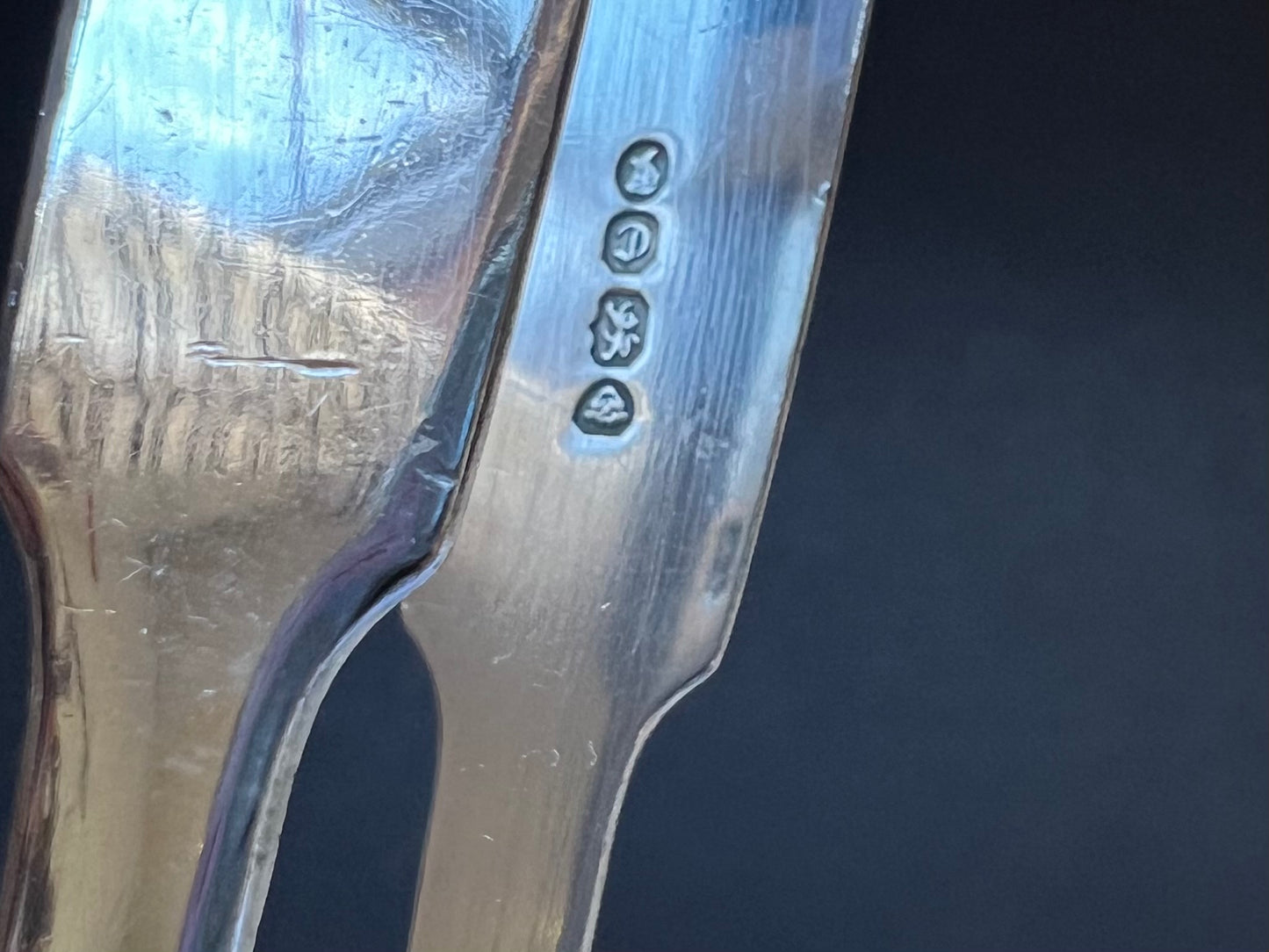 Early Victorian sterling silver tongs, with marks for James Beebe, London 1838