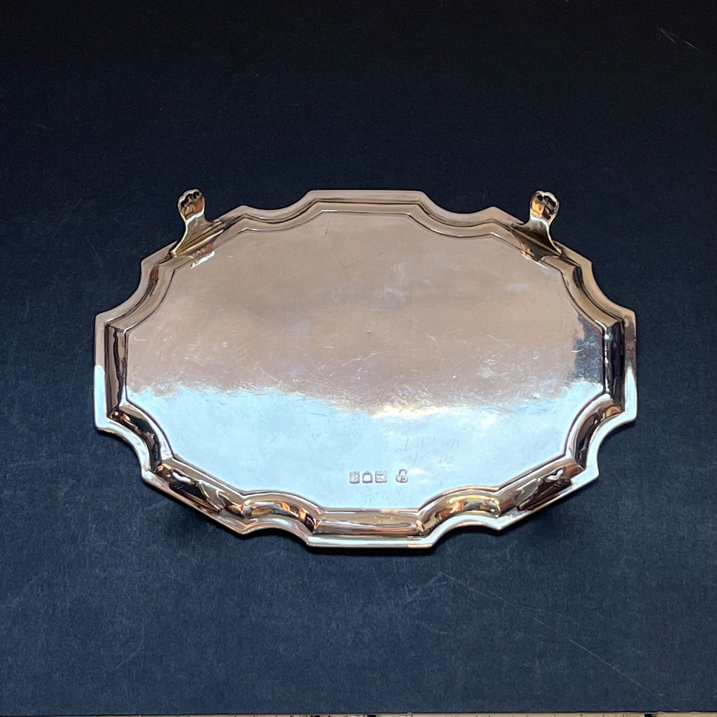 Late Victorian Sterling Silver Serving Salver or Waiter. Charles Stuart Harris, London, 1896.