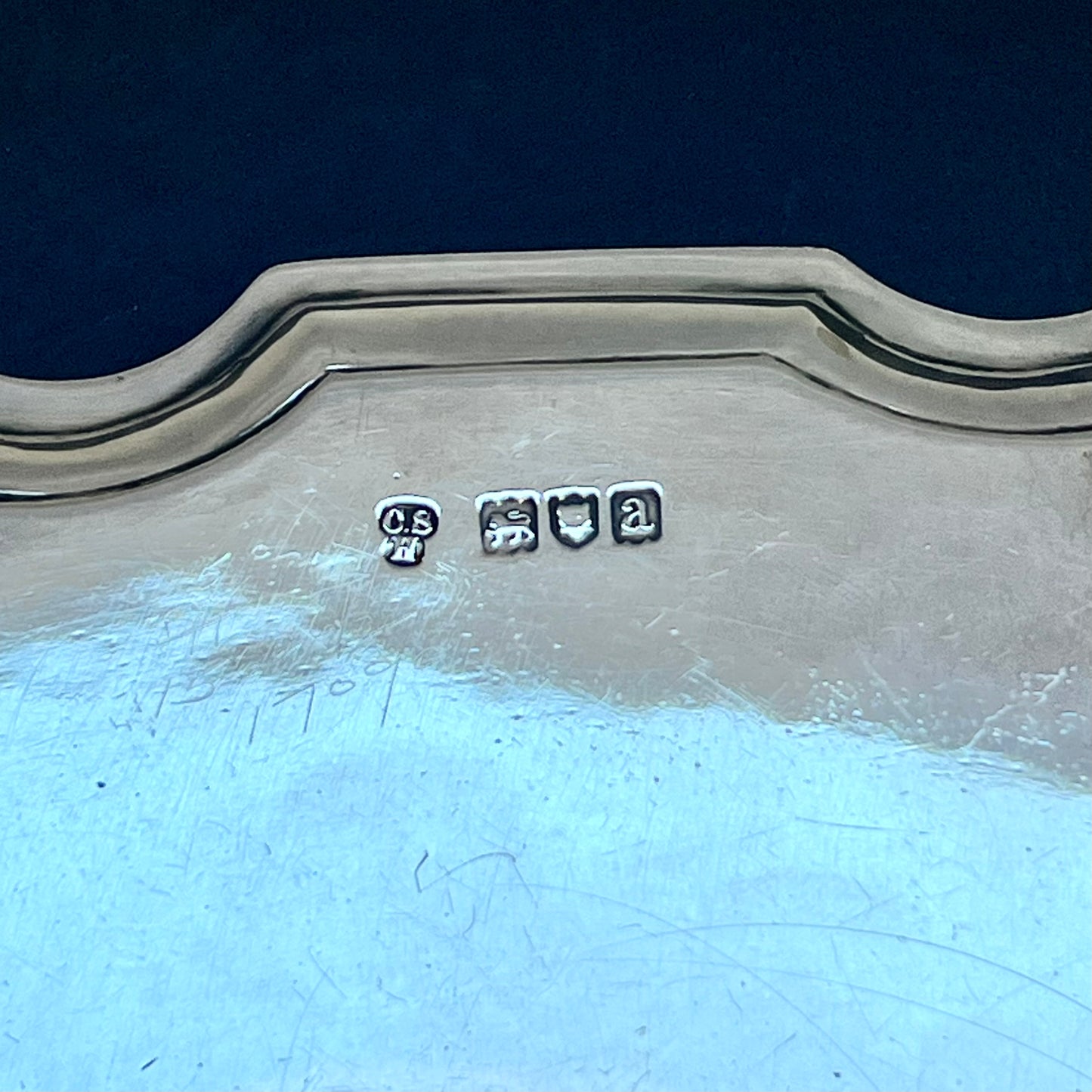 Late Victorian Sterling Silver Serving Salver or Waiter. Charles Stuart Harris, London, 1896.