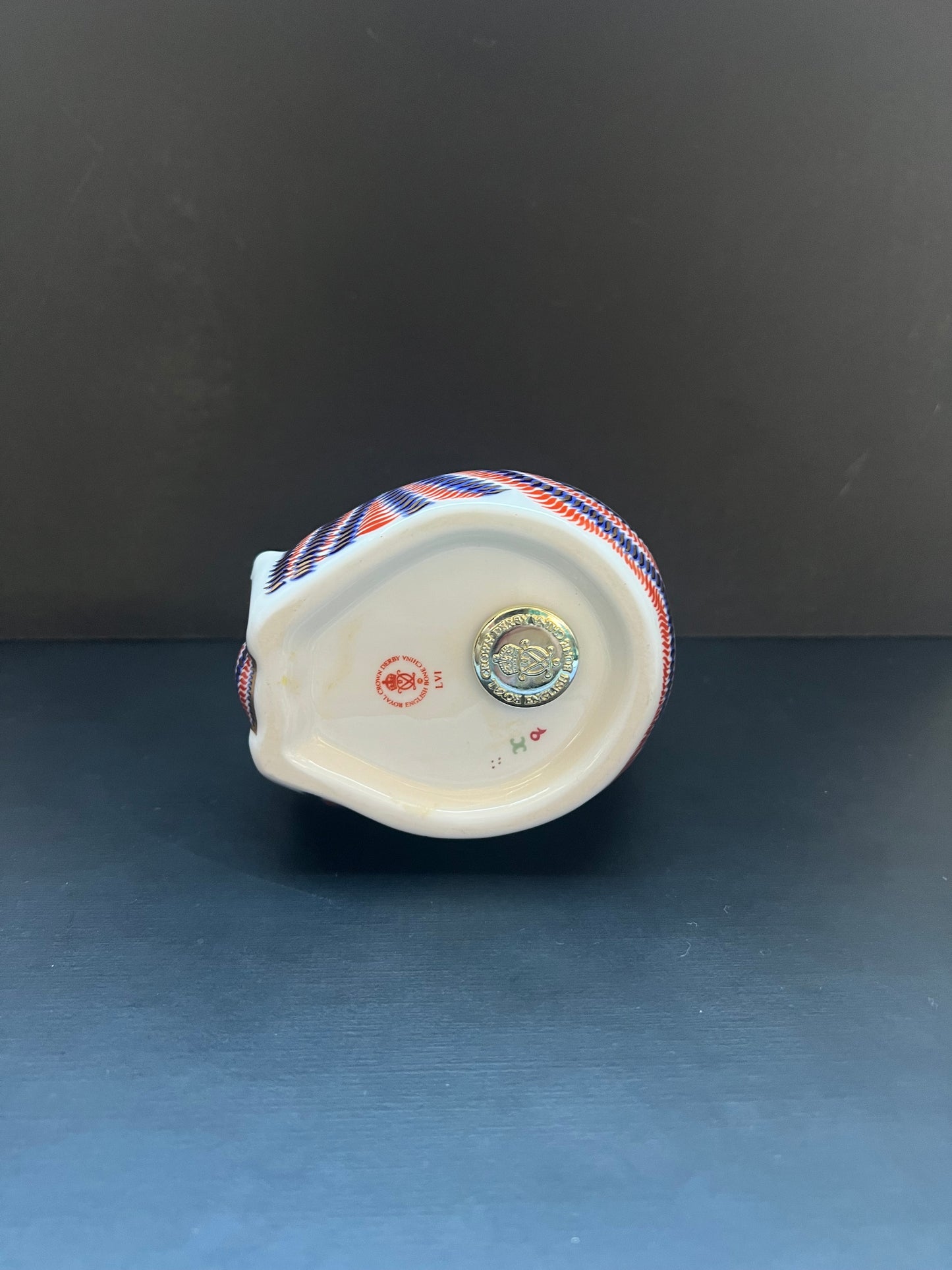 Vintage Royal Crown Derby Cobalt and Gilt Limited Edition Tiger Cub Porcelain Paperweight or Figurine